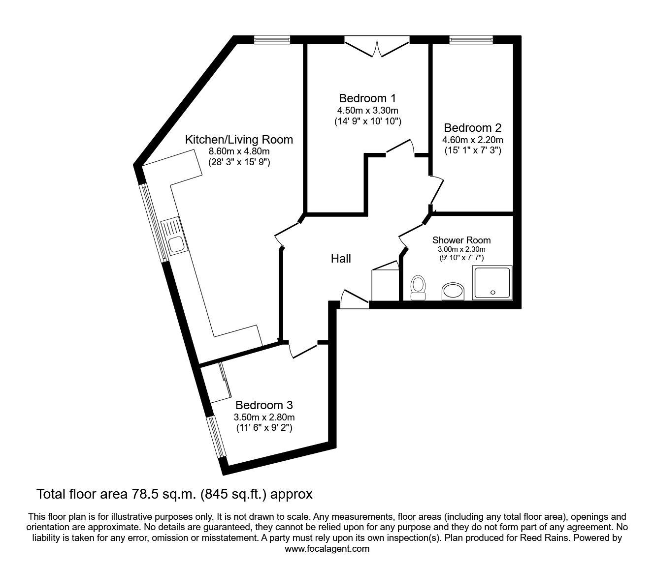 Floorplan of 3 bedroom House to rent, Barrow Street, St. Helens, Merseyside, WA10