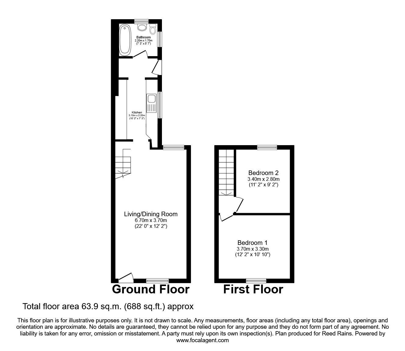 Floorplan of 2 bedroom Mid Terrace House to rent, Brynn Street, St. Helens, Merseyside, WA10