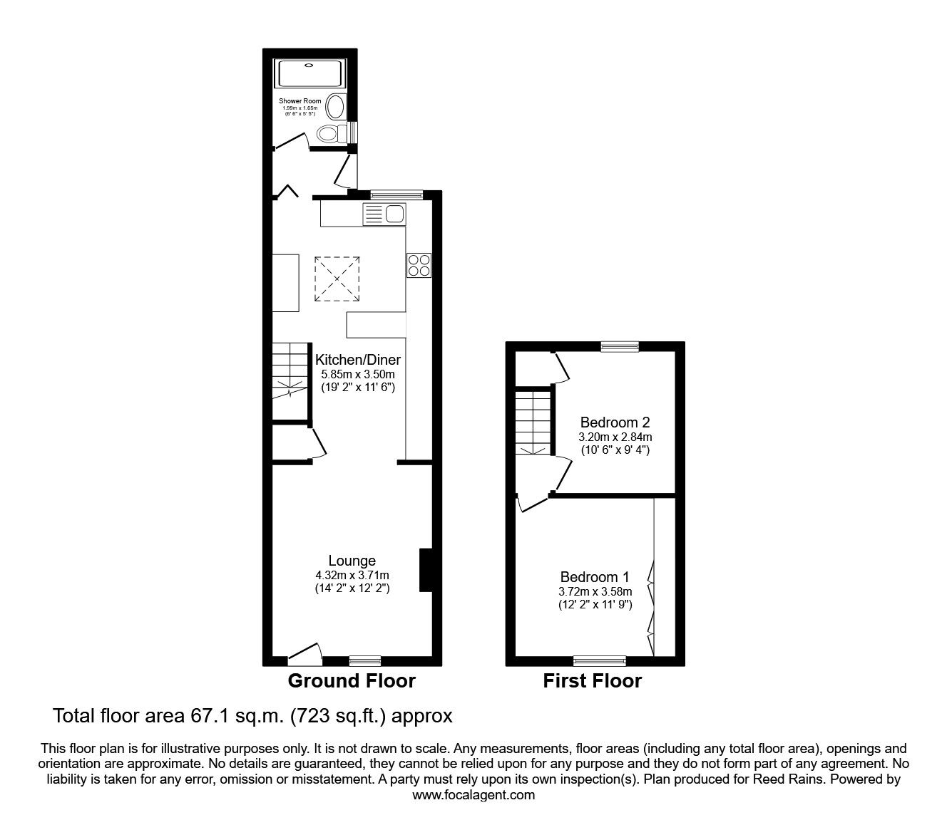 Floorplan of 2 bedroom Mid Terrace House to rent, Alfred Street, St. Helens, Merseyside, WA10