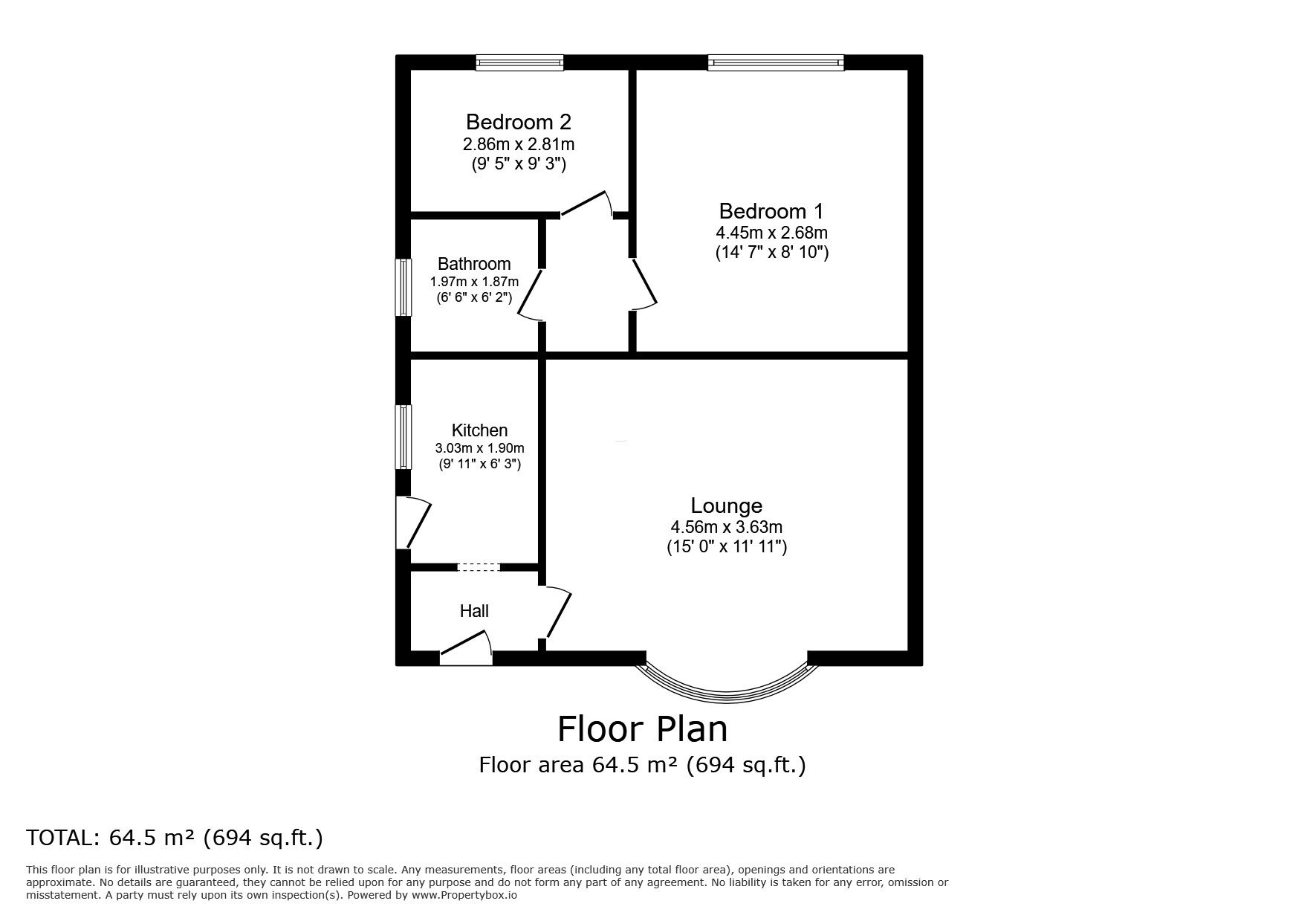 Floorplan of 2 bedroom Semi Detached Bungalow for sale, Woolacombe Avenue, Sutton Leach, Merseyside, WA9
