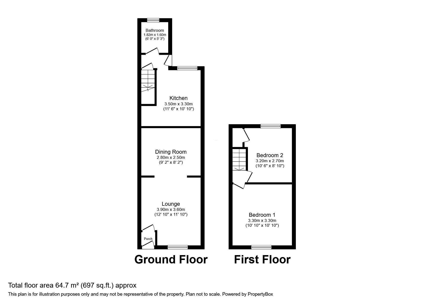 Floorplan of 2 bedroom Mid Terrace House for sale, Central Street, St. Helens, Merseyside, WA10