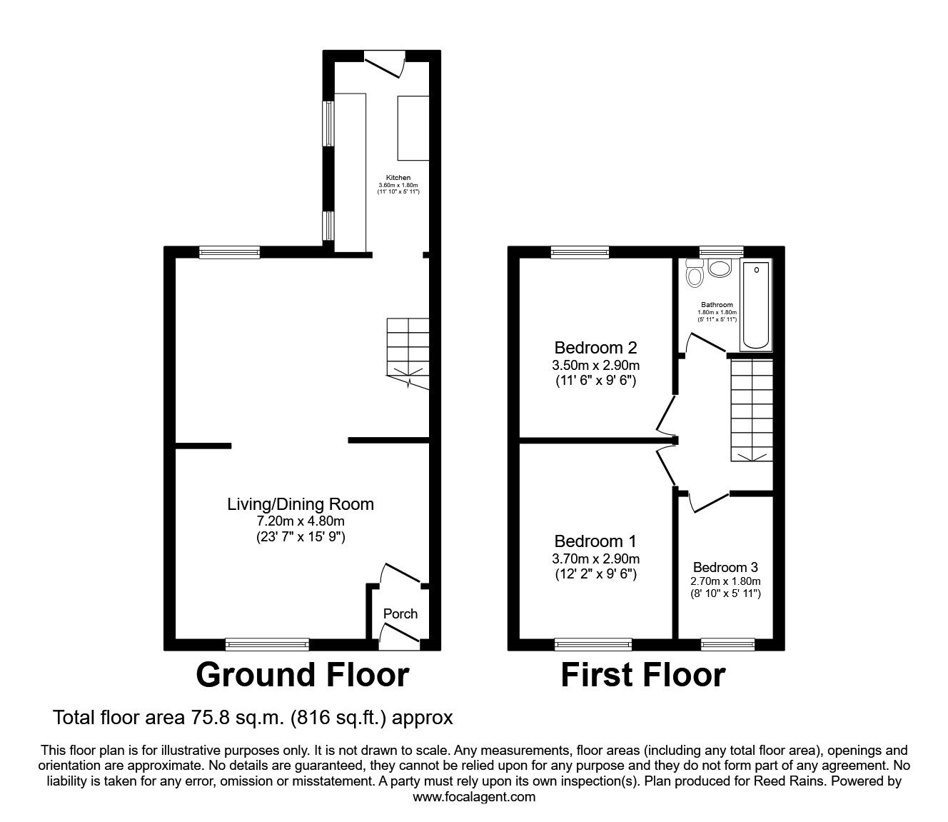 Floorplan of 3 bedroom  House to rent, Hoghton Road, St. Helens, Merseyside, WA9