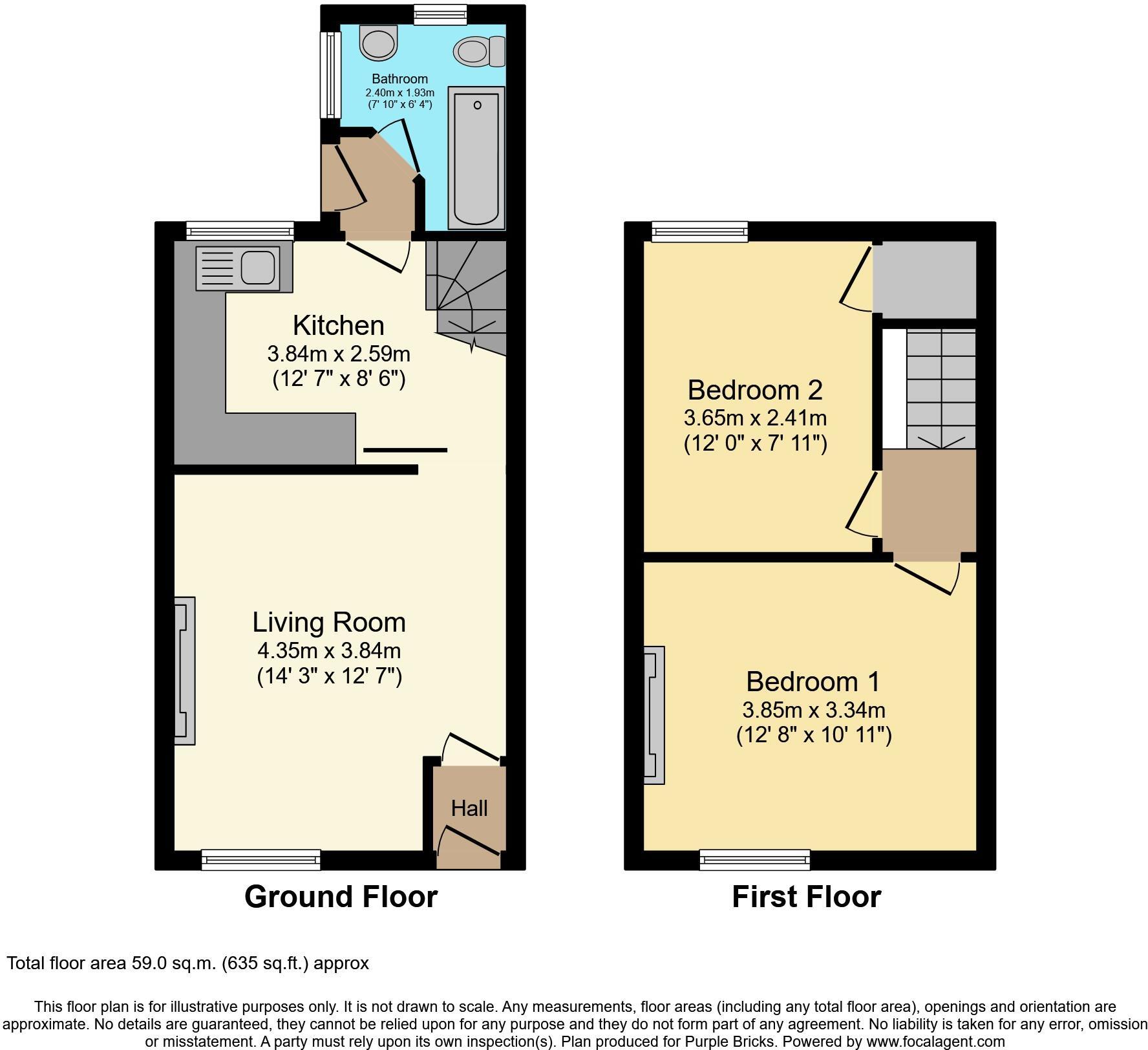 Floorplan of 2 bedroom Mid Terrace House to rent, Roby Street, St. Helens, Merseyside, WA10