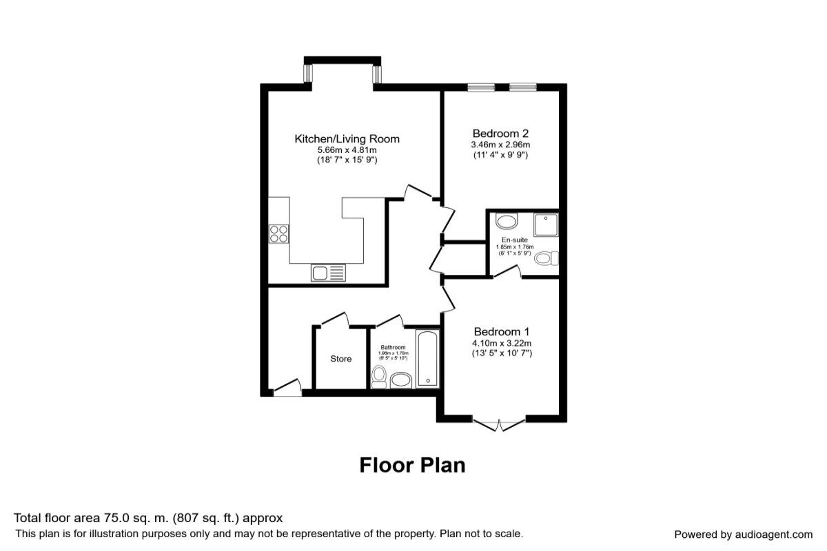 Floorplan of 2 bedroom  Flat for sale, Prescot Road, St. Helens, Merseyside, WA10