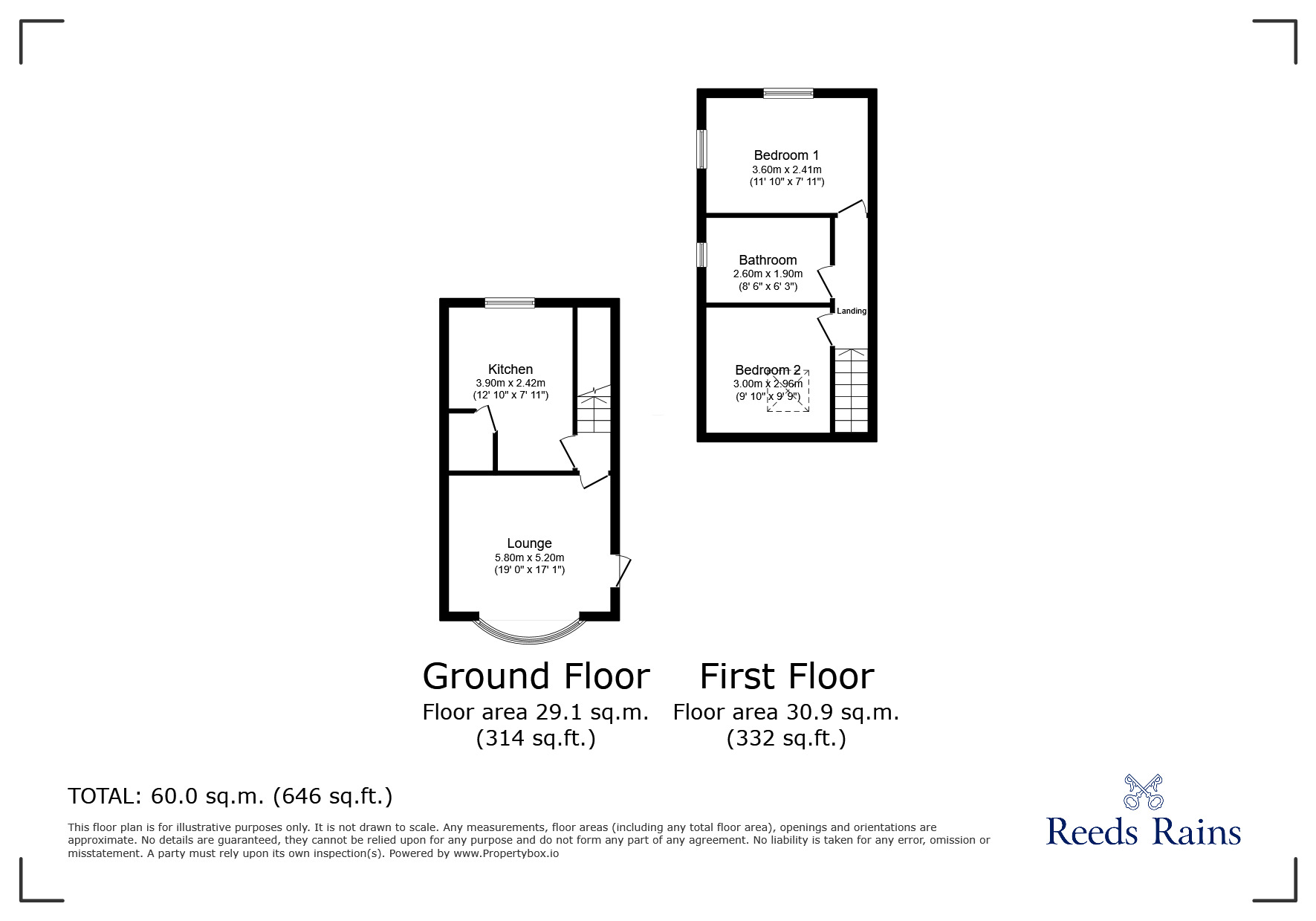 Floorplan of 2 bedroom  Flat for sale, Prescot Road, St. Helens, Merseyside, WA10