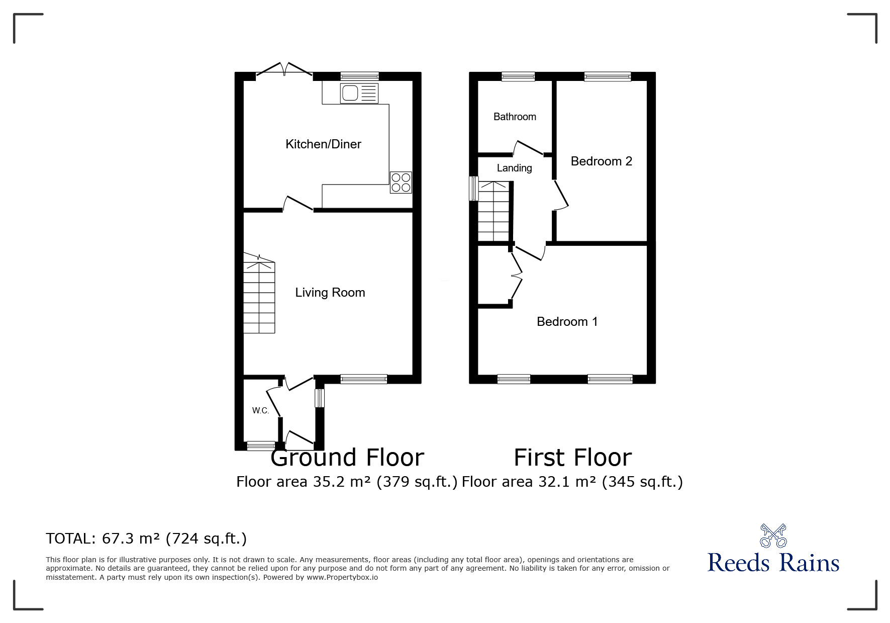 Floorplan of 2 bedroom Semi Detached House for sale, Telford Drive, St. Helens, Merseyside, WA9
