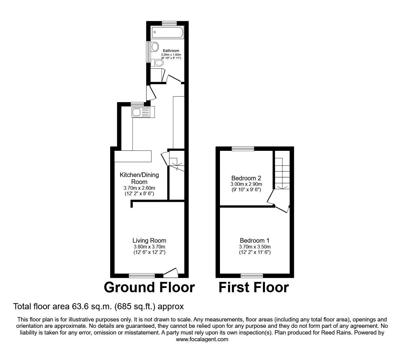 Floorplan of 2 bedroom Mid Terrace House for sale, Bruce Street, St. Helens, Merseyside, WA10