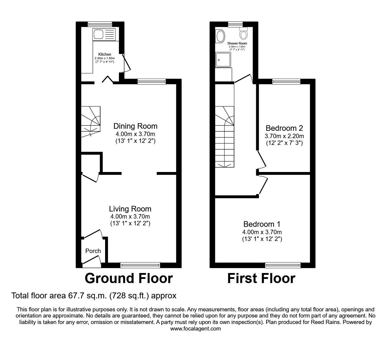 Floorplan of 2 bedroom Mid Terrace House for sale, Mendip Grove, St. Helens, Merseyside, WA9