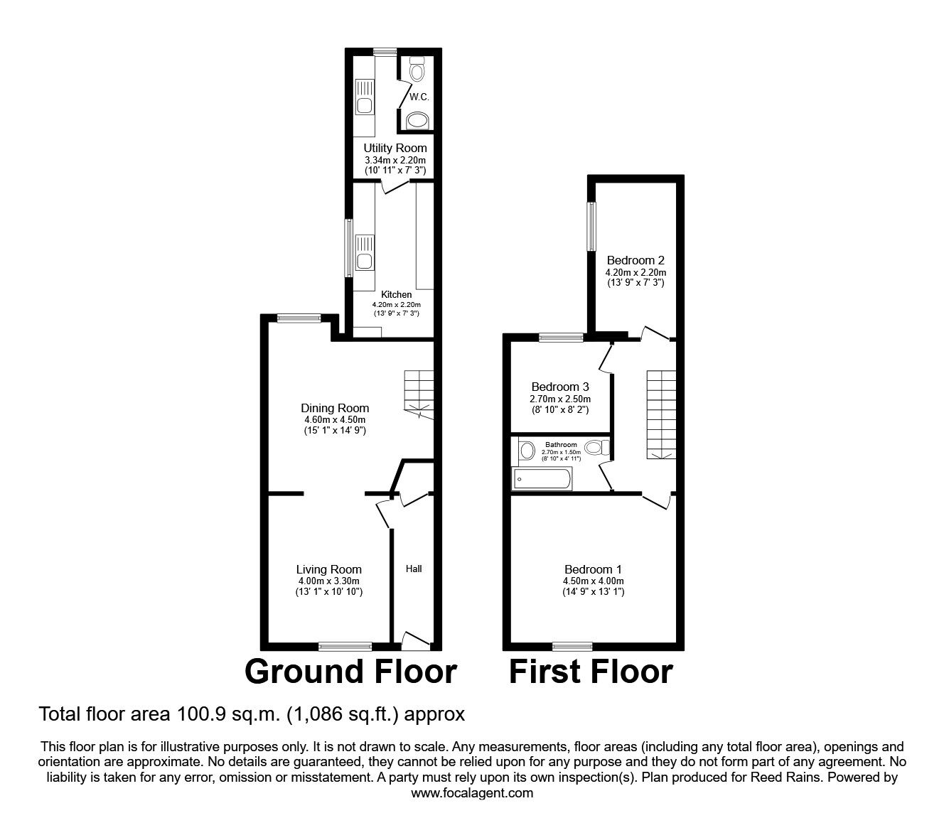Floorplan of 3 bedroom Mid Terrace House for sale, North Road, St. Helens, Merseyside, WA10