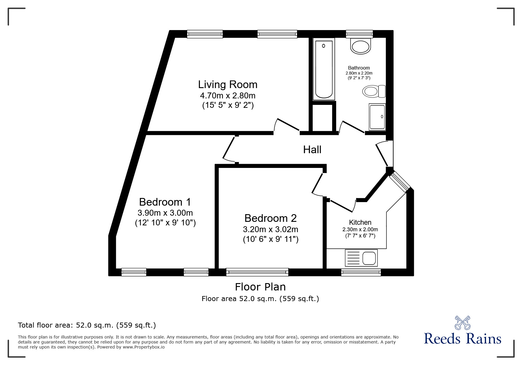 Floorplan of 2 bedroom  Flat for sale, Hamnett Court, Birchwood, Cheshire, WA3