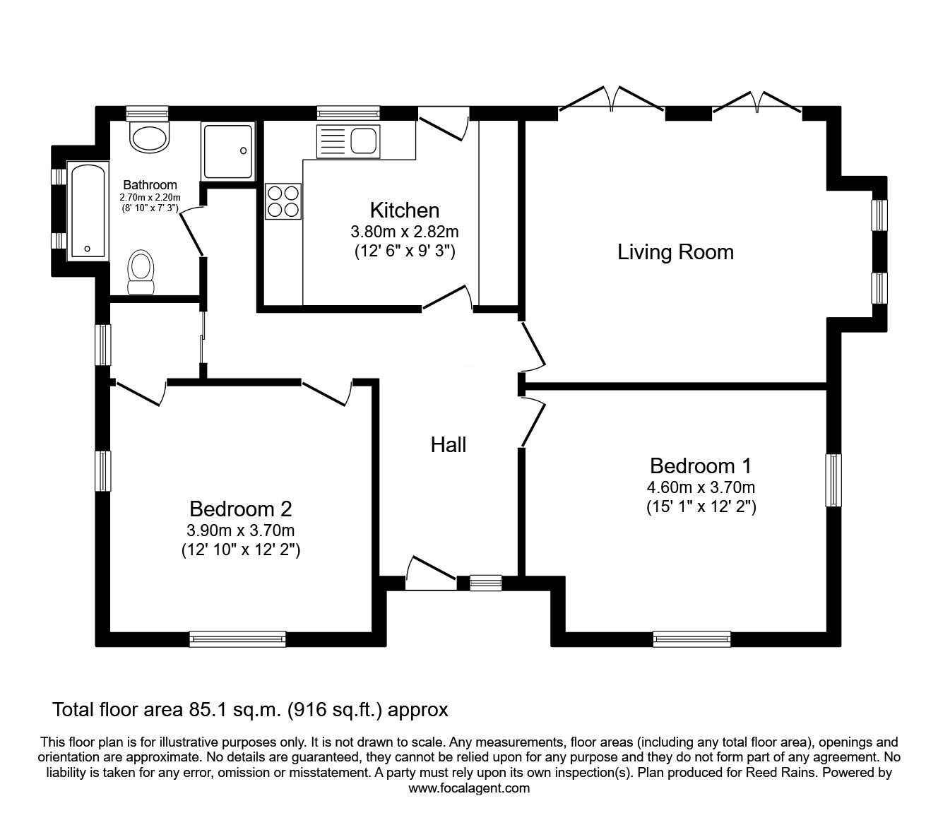 Floorplan of 2 bedroom Detached Bungalow for sale, Cowley Hill Lane, St. Helens, Merseyside, WA10