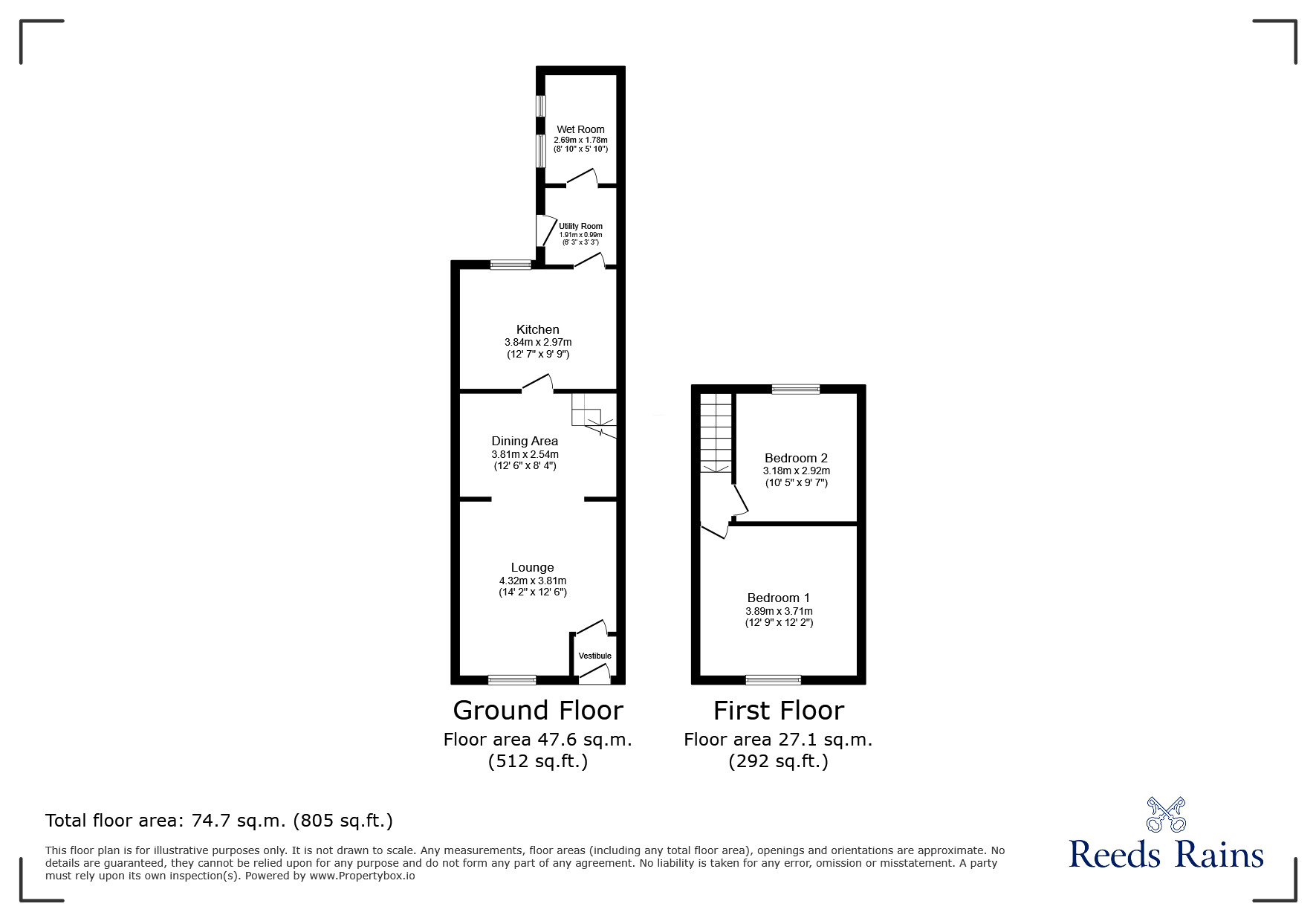 Floorplan of 2 bedroom End Terrace House for sale, Cowley Street, St. Helens, Merseyside, WA10