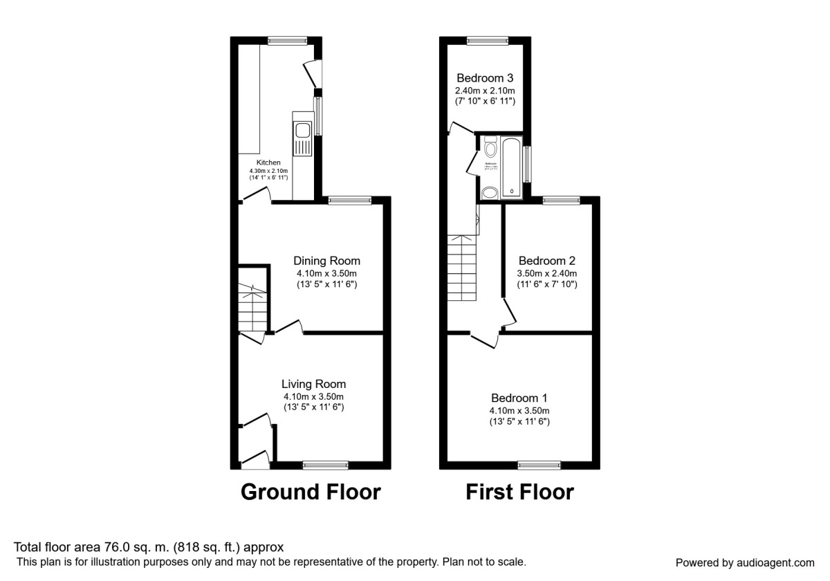 Floorplan of 3 bedroom Mid Terrace House to rent, Vincent Street, St. Helens, Merseyside, WA10