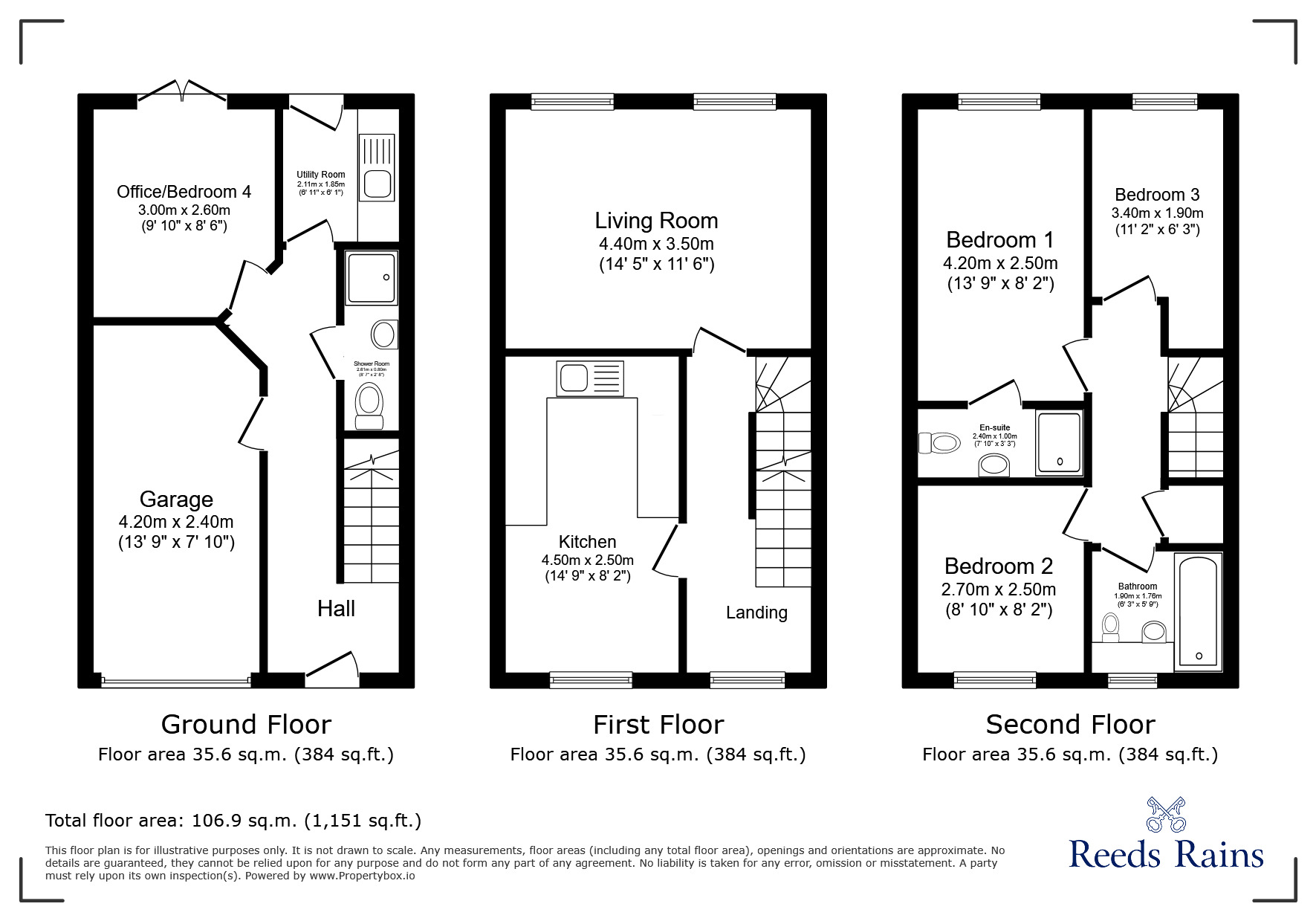 Floorplan of 4 bedroom Mid Terrace House for sale, Azalea Gardens, St. Helens, Merseyside, WA9