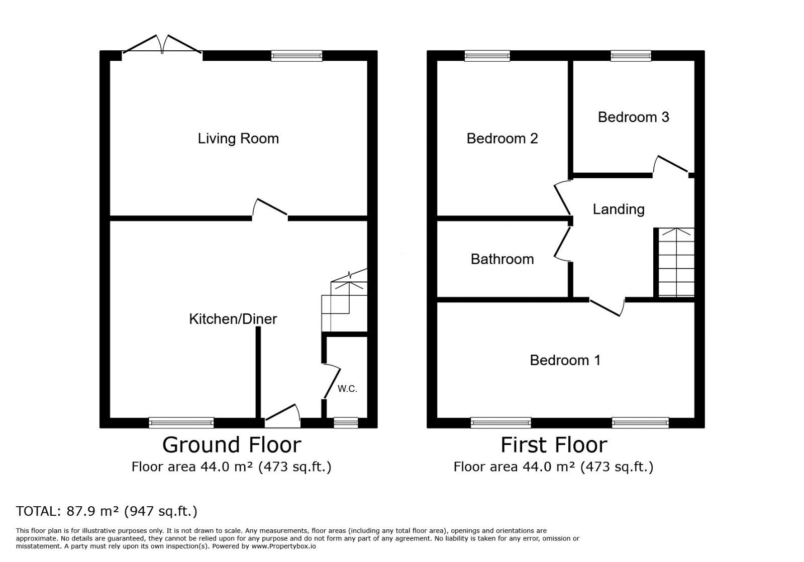 Floorplan of 3 bedroom Mid Terrace House for sale, Chandlers Way, Sutton Manor, Merseyside, WA9