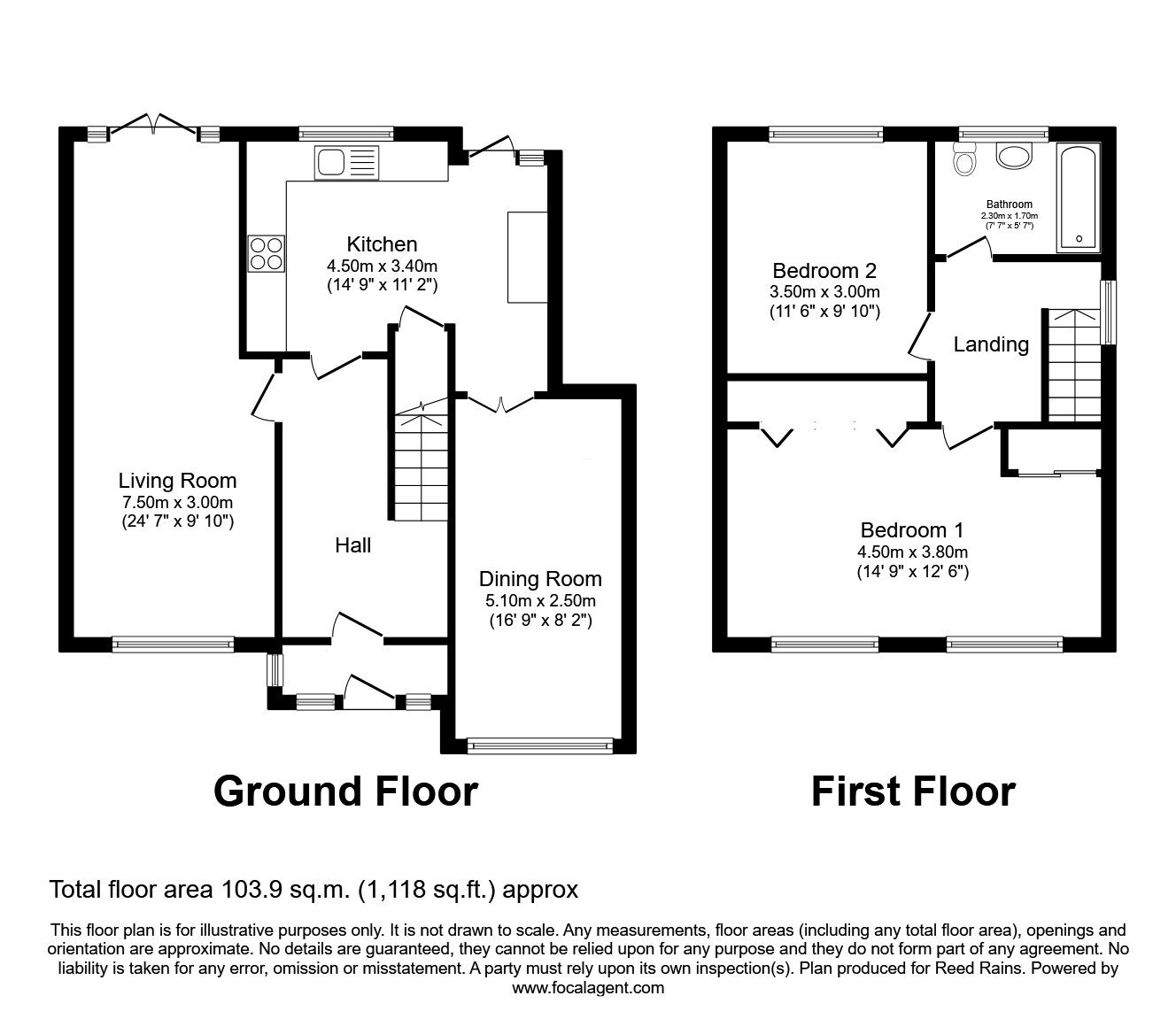 Floorplan of 2 bedroom Link Detached House for sale, Sutton Park Drive, St. Helens, Merseyside, WA9