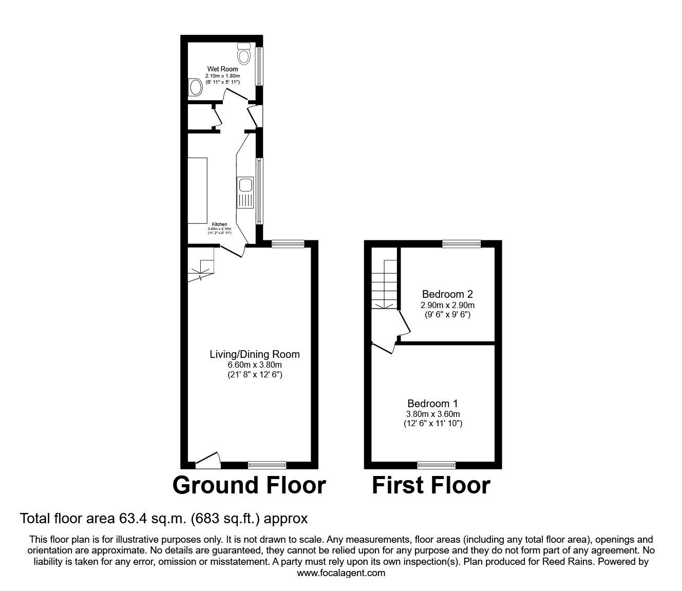 Floorplan of 2 bedroom Mid Terrace House for sale, Gower Street, St. Helens, Merseyside, WA9