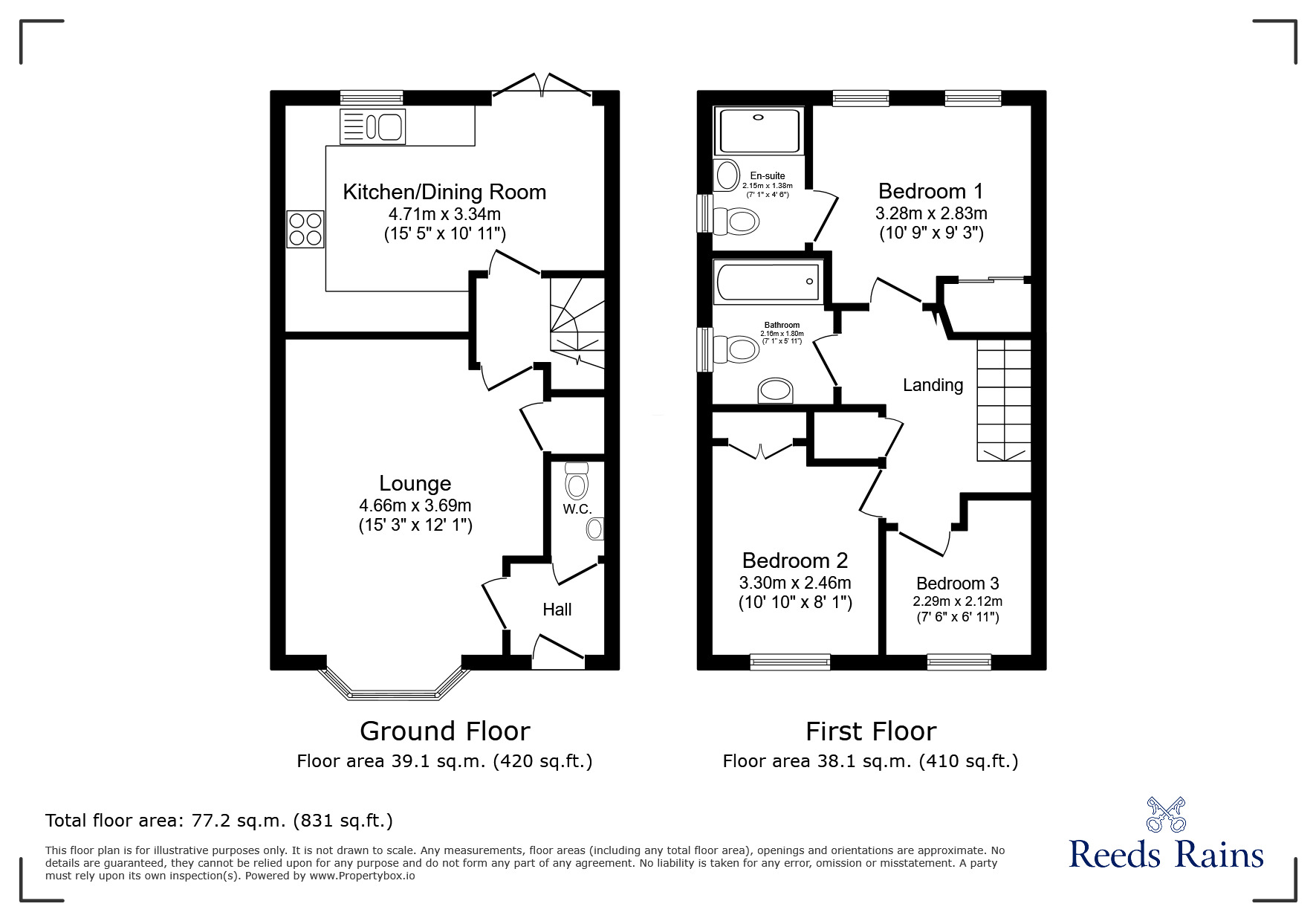 Floorplan of 3 bedroom Mid Terrace House for sale, Rose Creek Gardens, Great Sankey, Cheshire, WA5