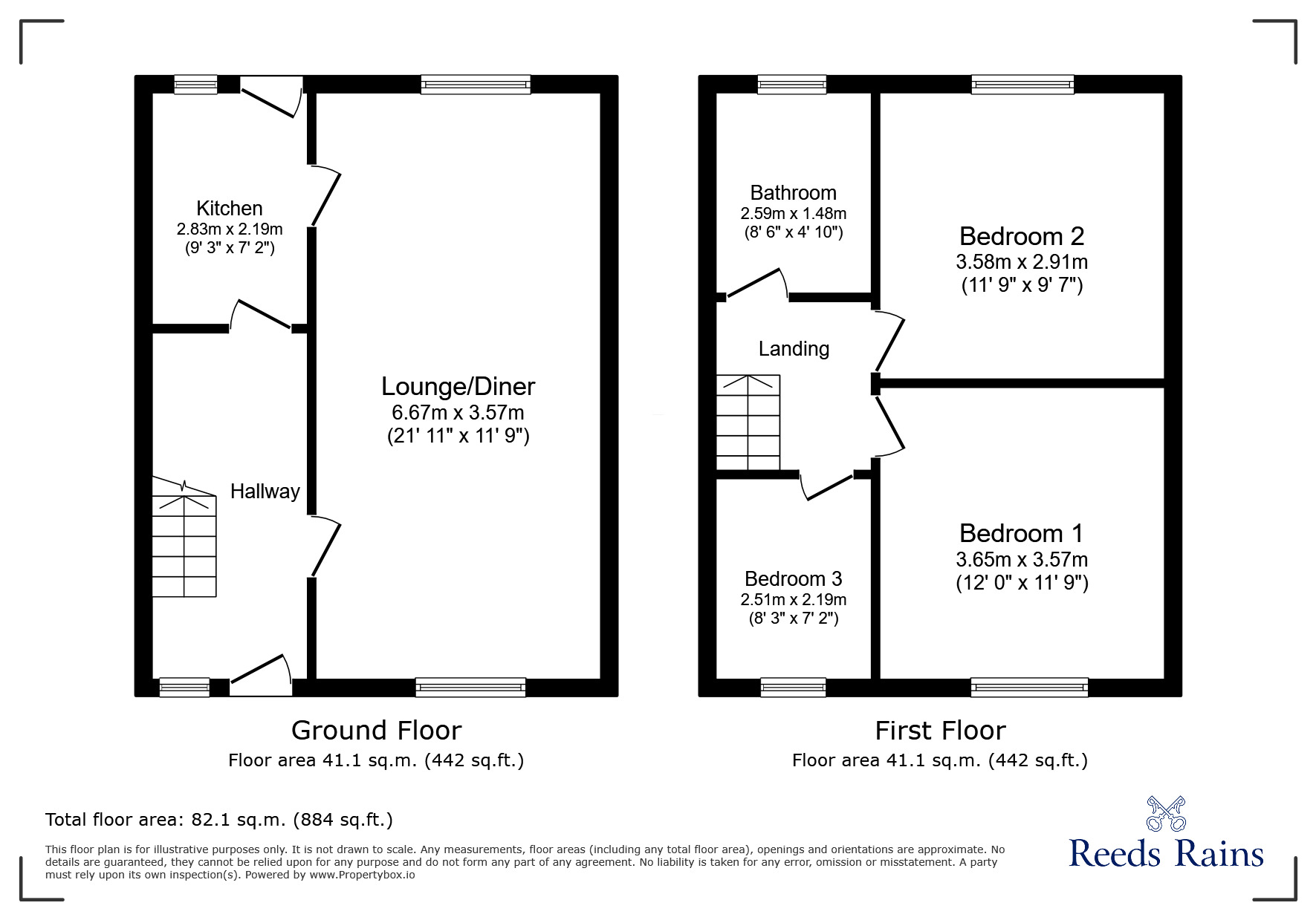 Floorplan of 3 bedroom Mid Terrace House for sale, West End Grove, Haydock, Merseyside, WA11