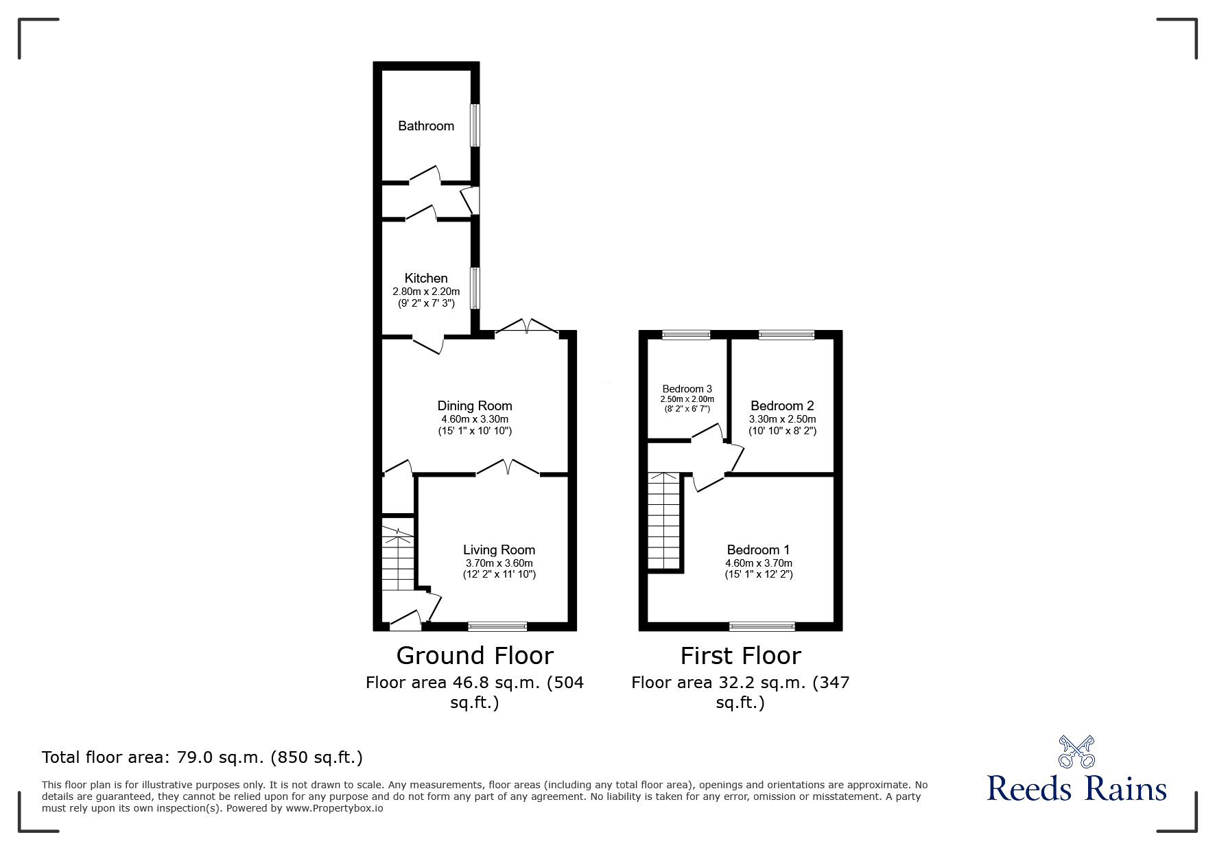 Floorplan of 3 bedroom Mid Terrace House for sale, Woodville Street, St. Helens, Merseyside, WA10