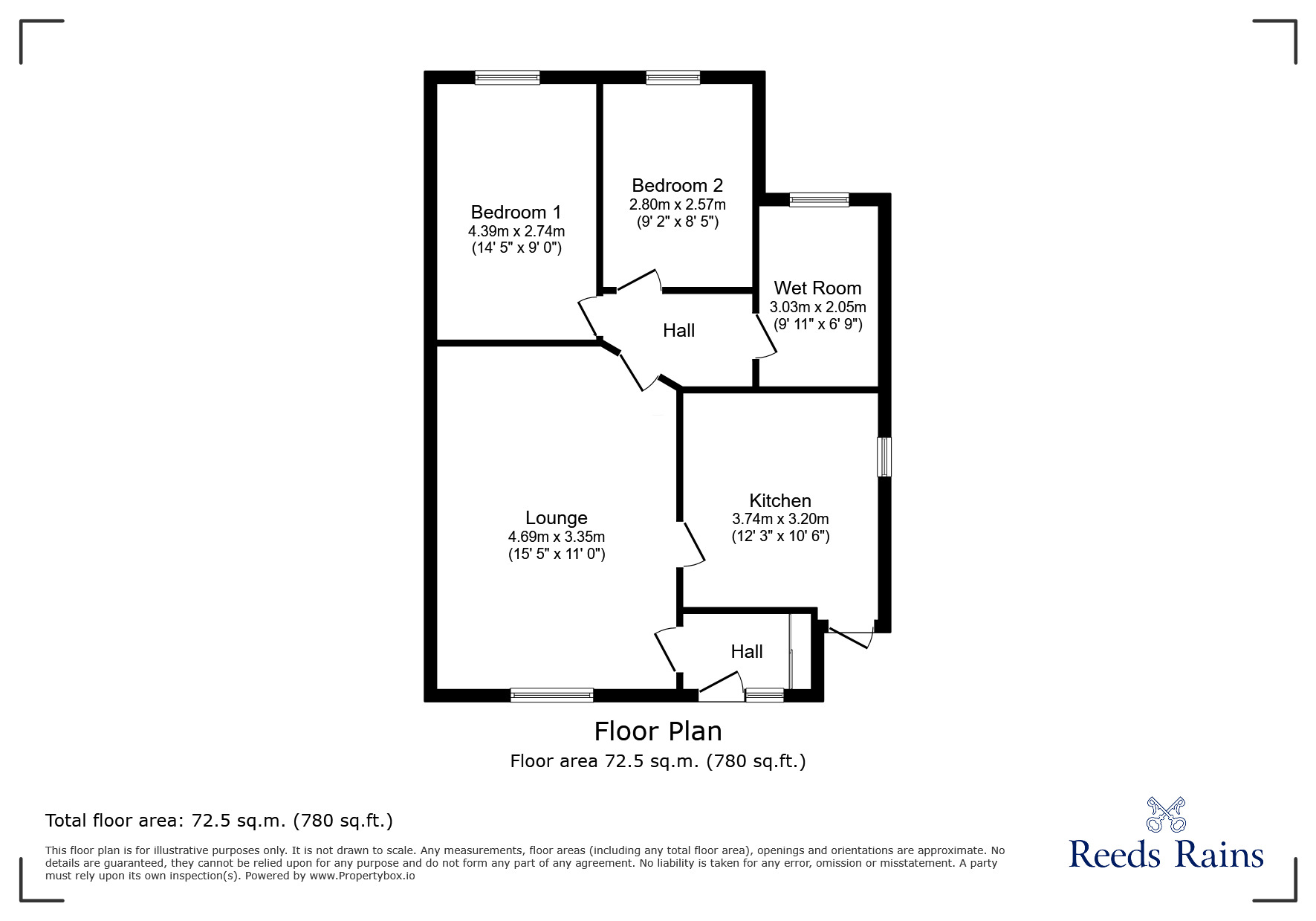 Floorplan of 2 bedroom Semi Detached Bungalow for sale, Bideford Avenue, Sutton Leach, Merseyside, WA9
