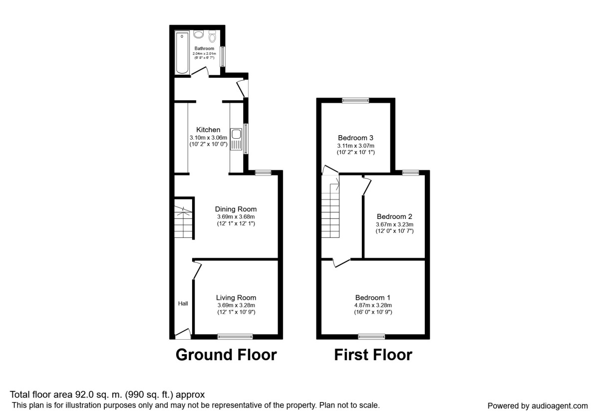 Floorplan of 3 bedroom Mid Terrace House for sale, Junction Lane, St. Helens, Merseyside, WA9