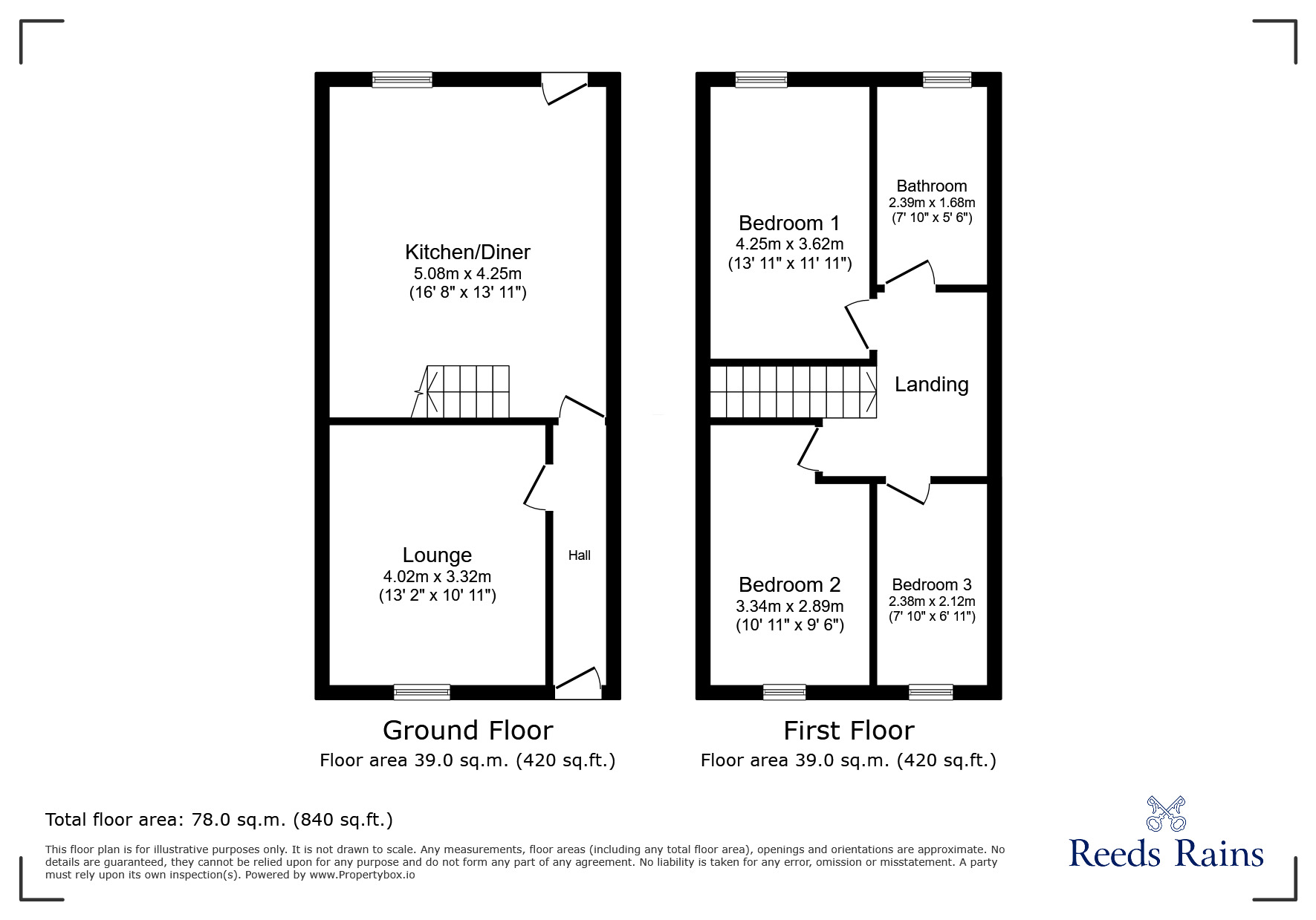 Floorplan of 3 bedroom Mid Terrace House for sale, Dunedin Street, Thatto Heath, Merseyside, WA9