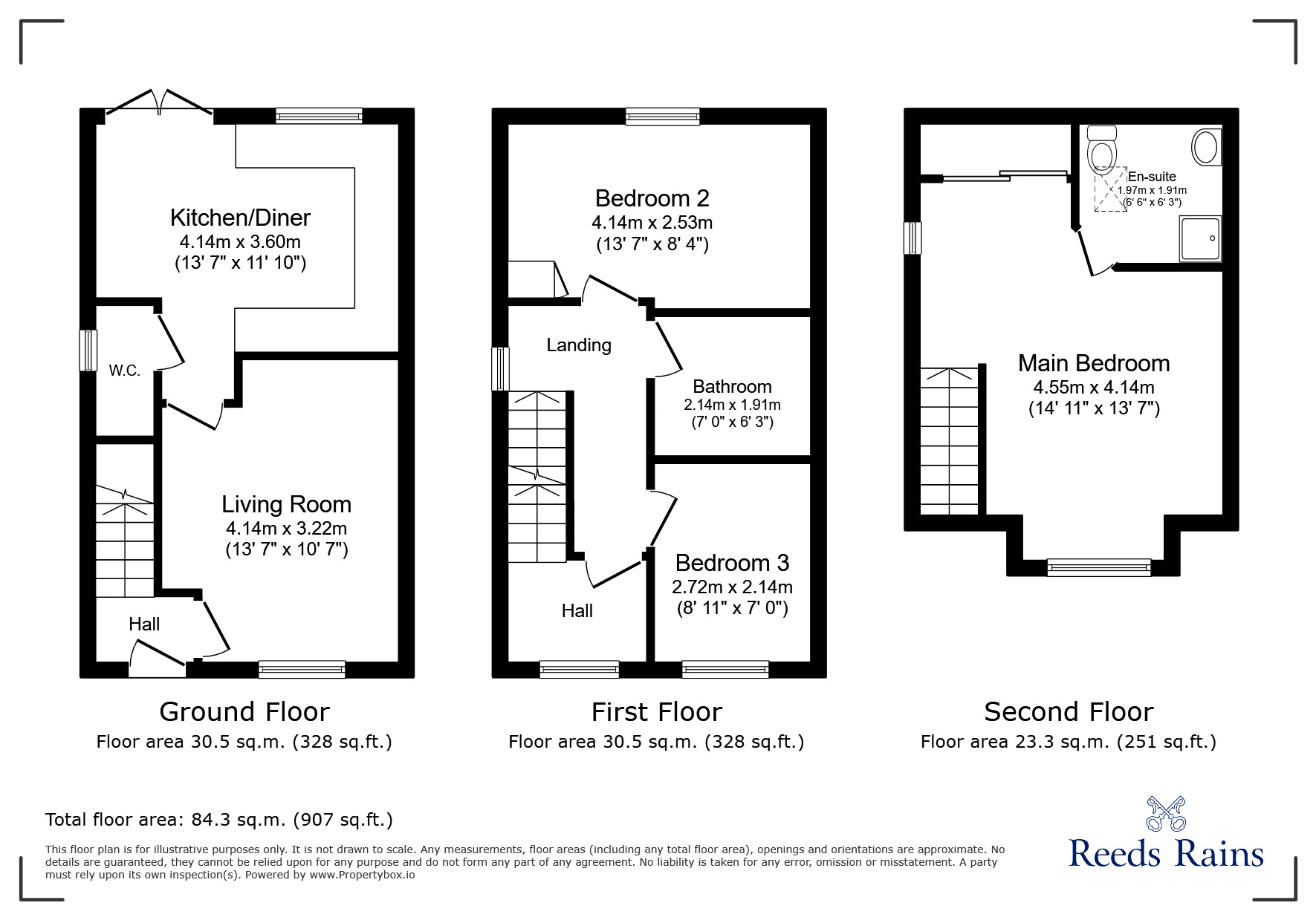 Floorplan of 3 bedroom End Terrace House for sale, Cottesmore Close, Great Sankey, Cheshire, WA5
