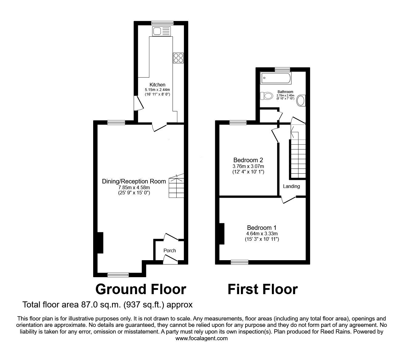 Floorplan of 2 bedroom Mid Terrace House for sale, Fearnhead Lane, Fearnhead, Cheshire, WA2