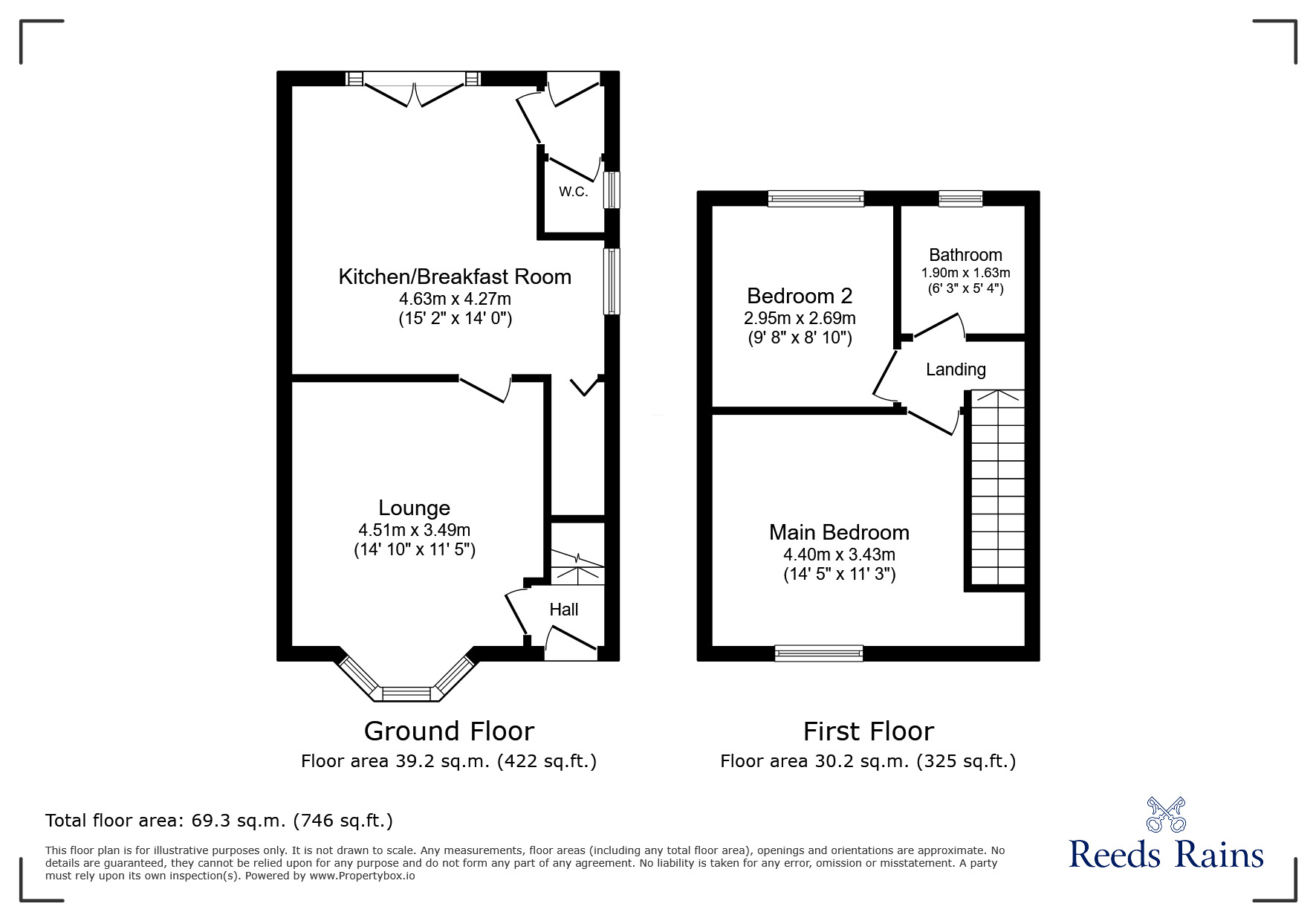 Floorplan of 2 bedroom End Terrace House for sale, Venns Road, Warrington, Cheshire, WA2