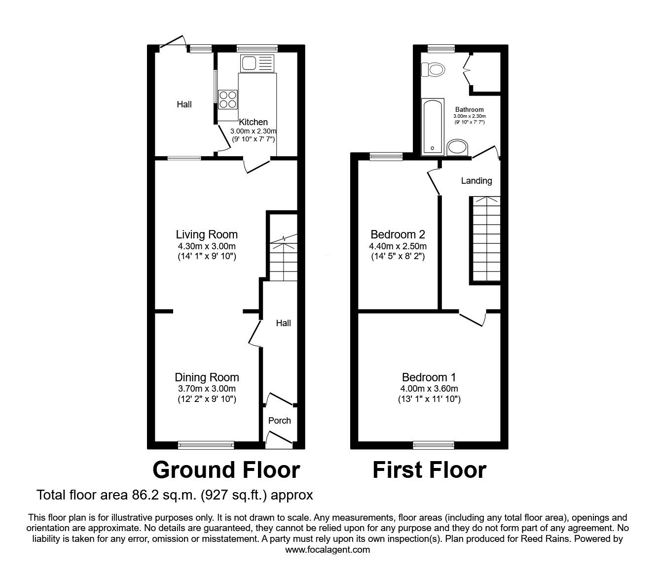 Floorplan of 2 bedroom Mid Terrace House for sale, Penkford Lane, Collins Green, Warrington, WA5