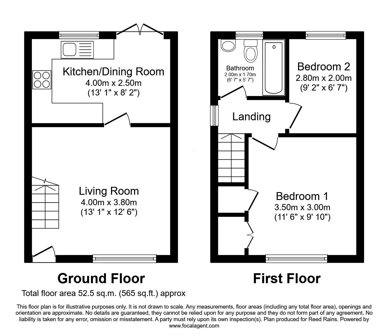 Floorplan of 2 bedroom End Terrace House for sale, Glamorgan Close, St. Helens, Merseyside, WA10