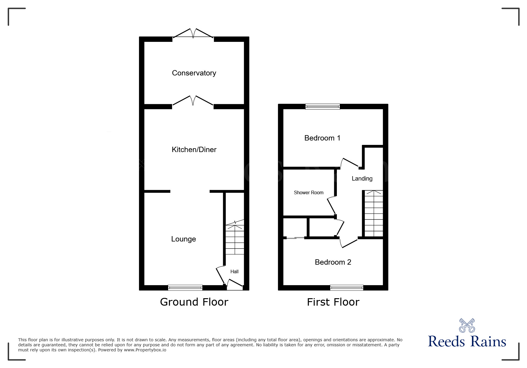 Floorplan of 2 bedroom Semi Detached House for sale, Bourne Gardens, St. Helens, Merseyside, WA9