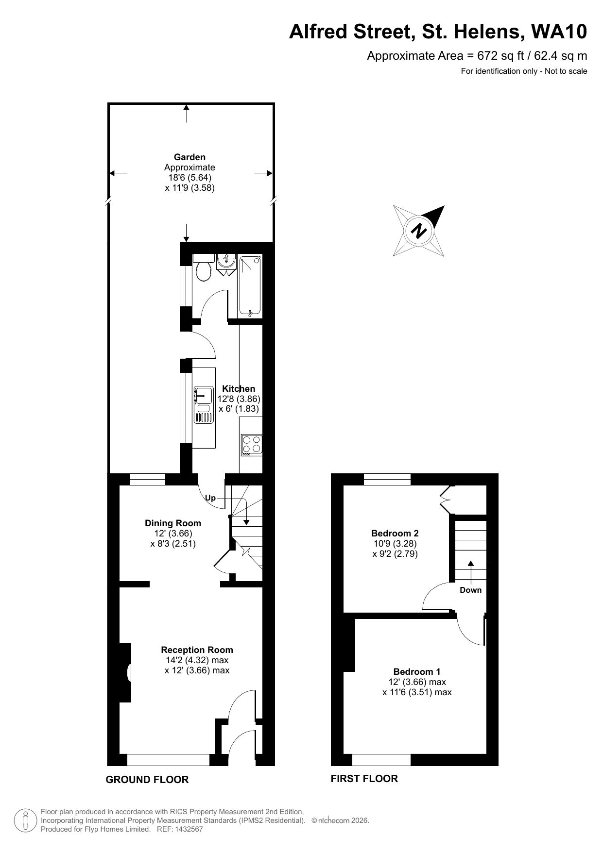 Floorplan of 2 bedroom Mid Terrace House for sale, Alfred Street, St. Helens, Merseyside, WA10