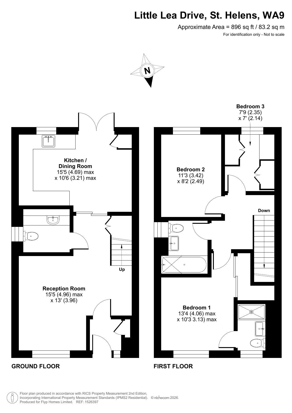 Floorplan of 3 bedroom Semi Detached House for sale, Little Lea Drive, St. Helens, Merseyside, WA9