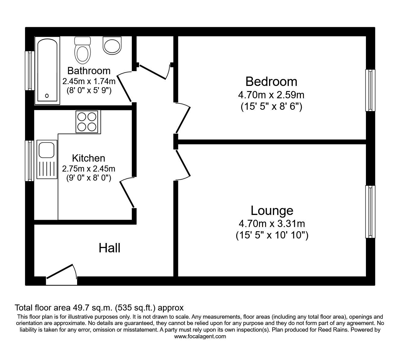 Floorplan of 1 bedroom  Flat to rent, Grandale, Hull, East Yorkshire, HU7