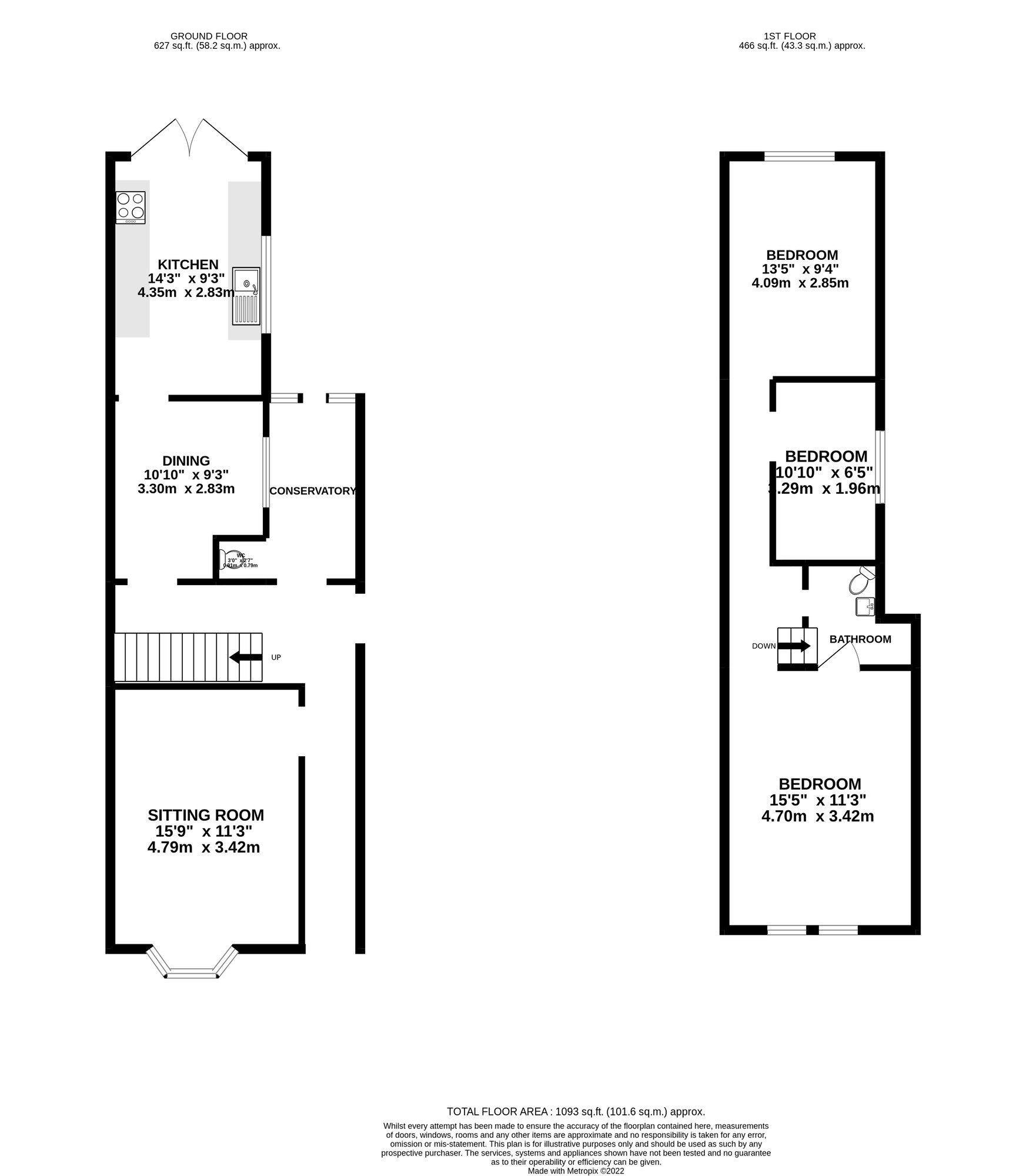 Floorplan of 3 bedroom Mid Terrace House for sale, Manners Road, Southsea, Hampshire, PO4