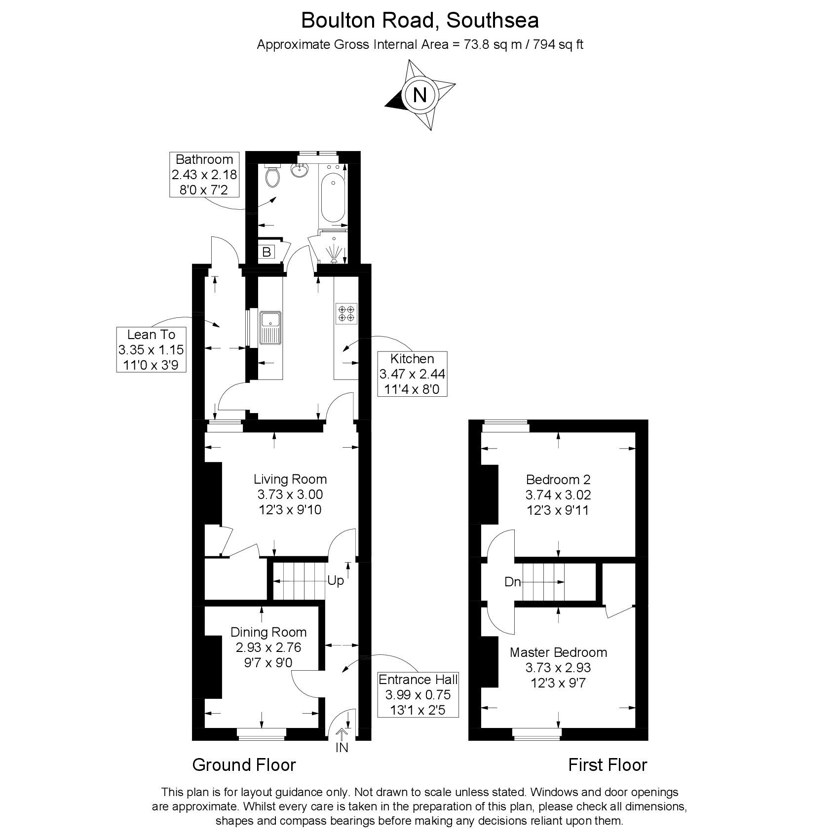 Floorplan of 2 bedroom Mid Terrace House for sale, Boulton Road, Southsea, Hampshire, PO5