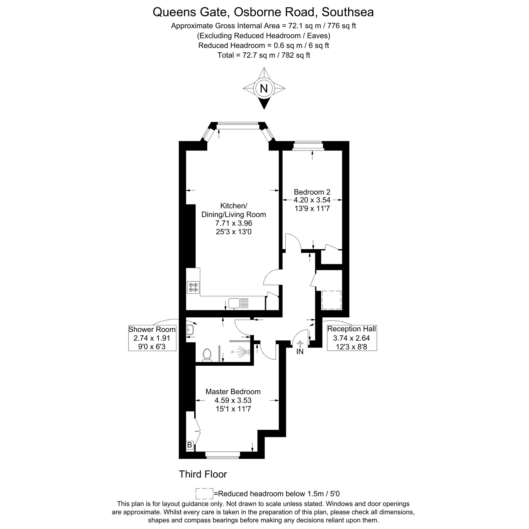 Floorplan of 2 bedroom  Flat for sale, Osborne Road, Southsea, Hampshire, PO5