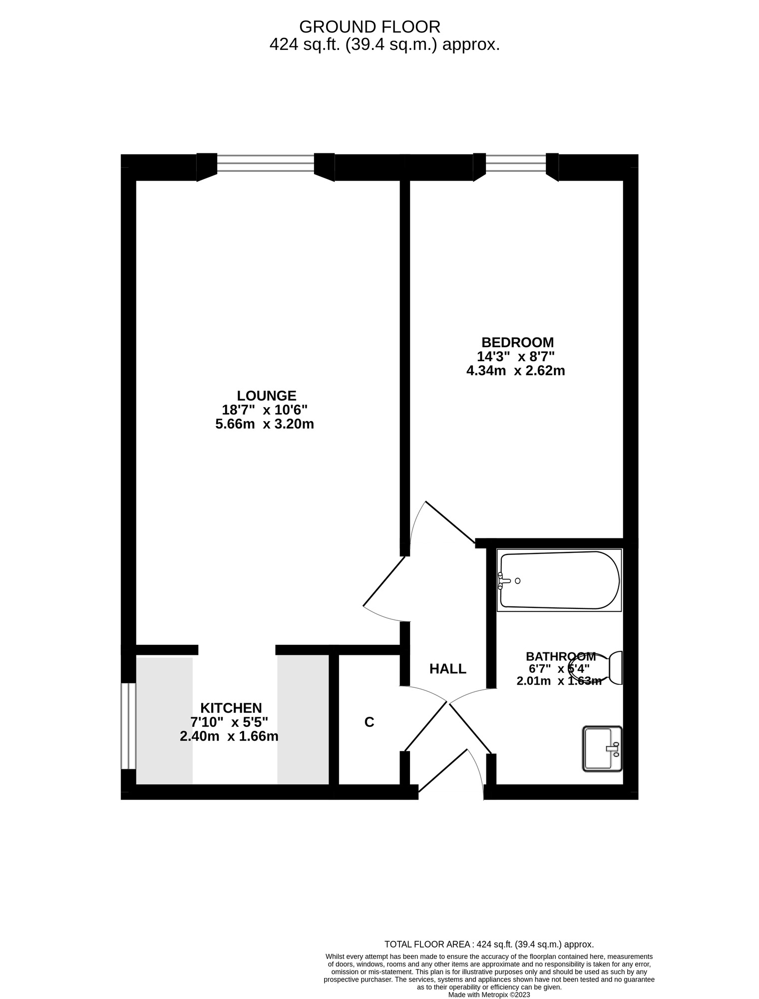 Floorplan of 1 bedroom  Flat for sale, Green Road, Southsea, Hampshire, PO5