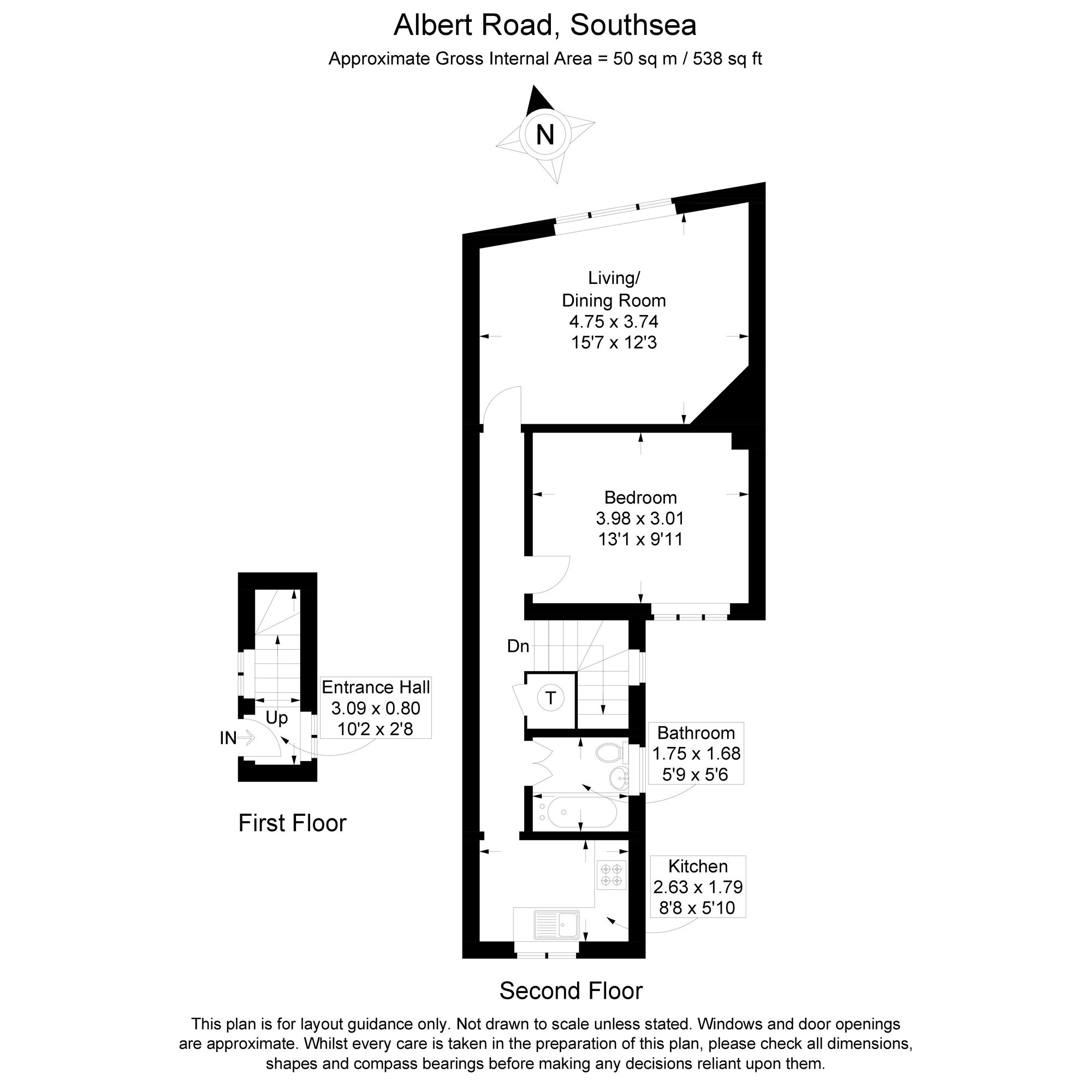 Floorplan of 1 bedroom  Flat for sale, Albert Road, Southsea, Hampshire, PO4