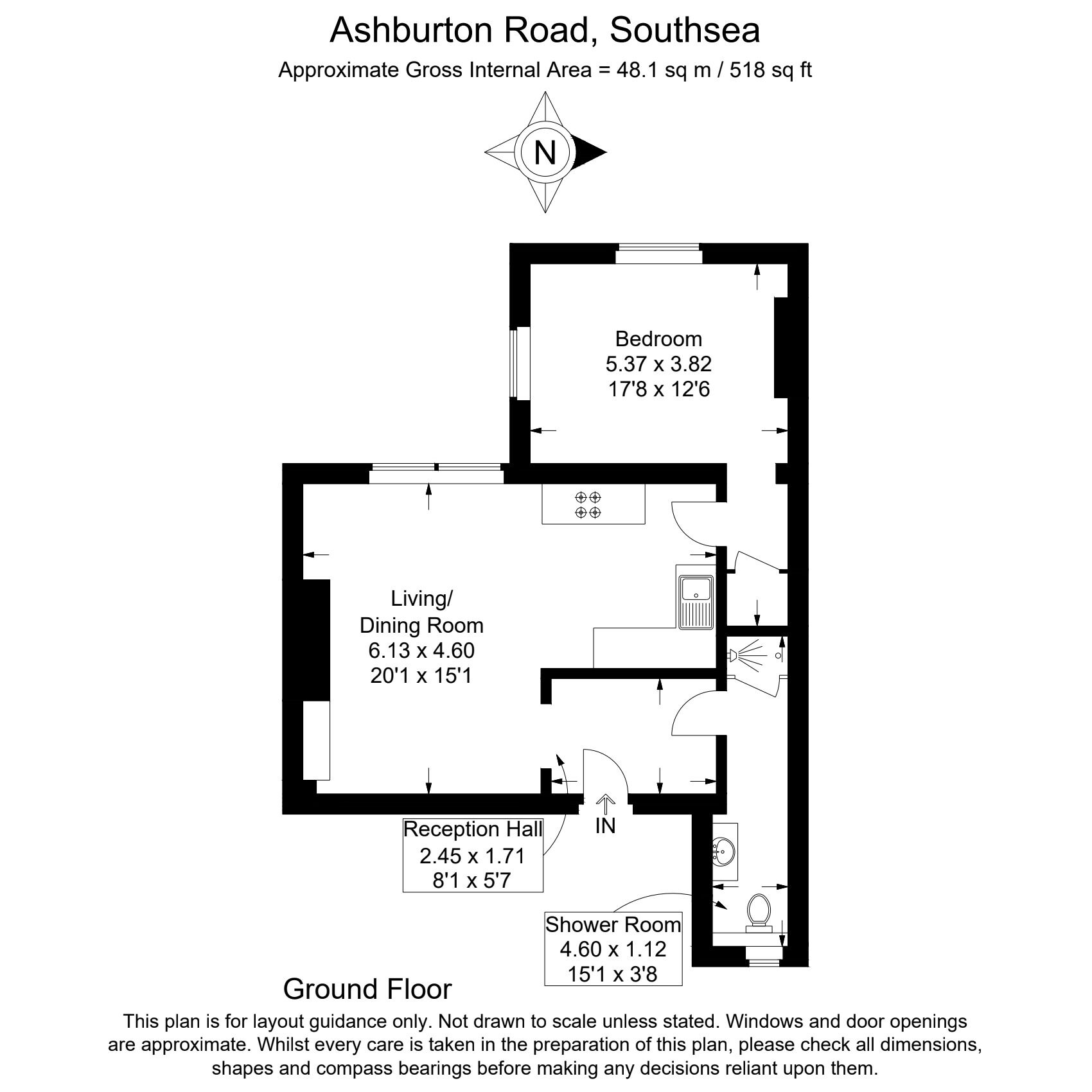 Floorplan of 1 bedroom Flat for sale, Ashburton Road, Southsea, Hampshire, PO5
