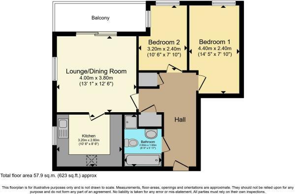 Floorplan of 2 bedroom  Flat to rent, Gisors Road, Southsea, Hampshire, PO4