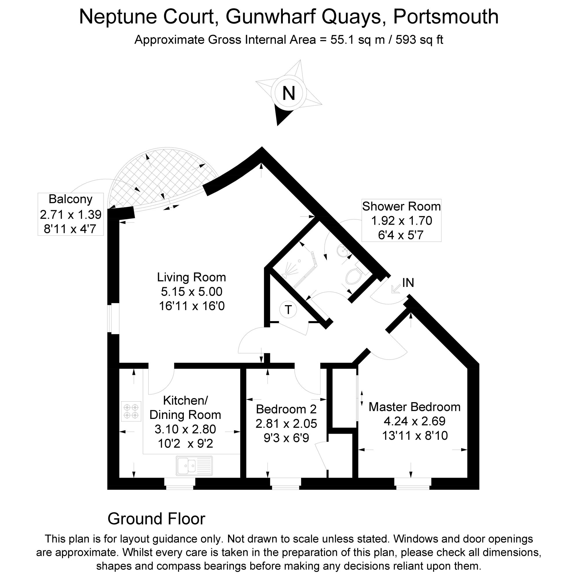 Floorplan of 2 bedroom  Flat for sale, Gunwharf Quays, Portsmouth, Hampshire, PO1
