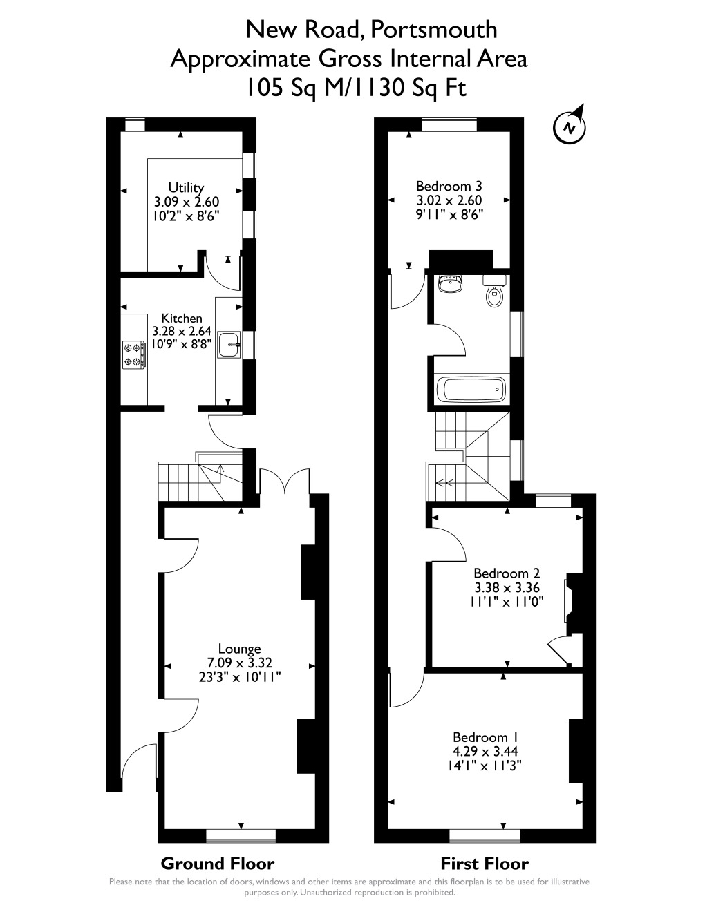 Floorplan of 3 bedroom Mid Terrace House for sale, New Road, Portsmouth, Hampshire, PO2