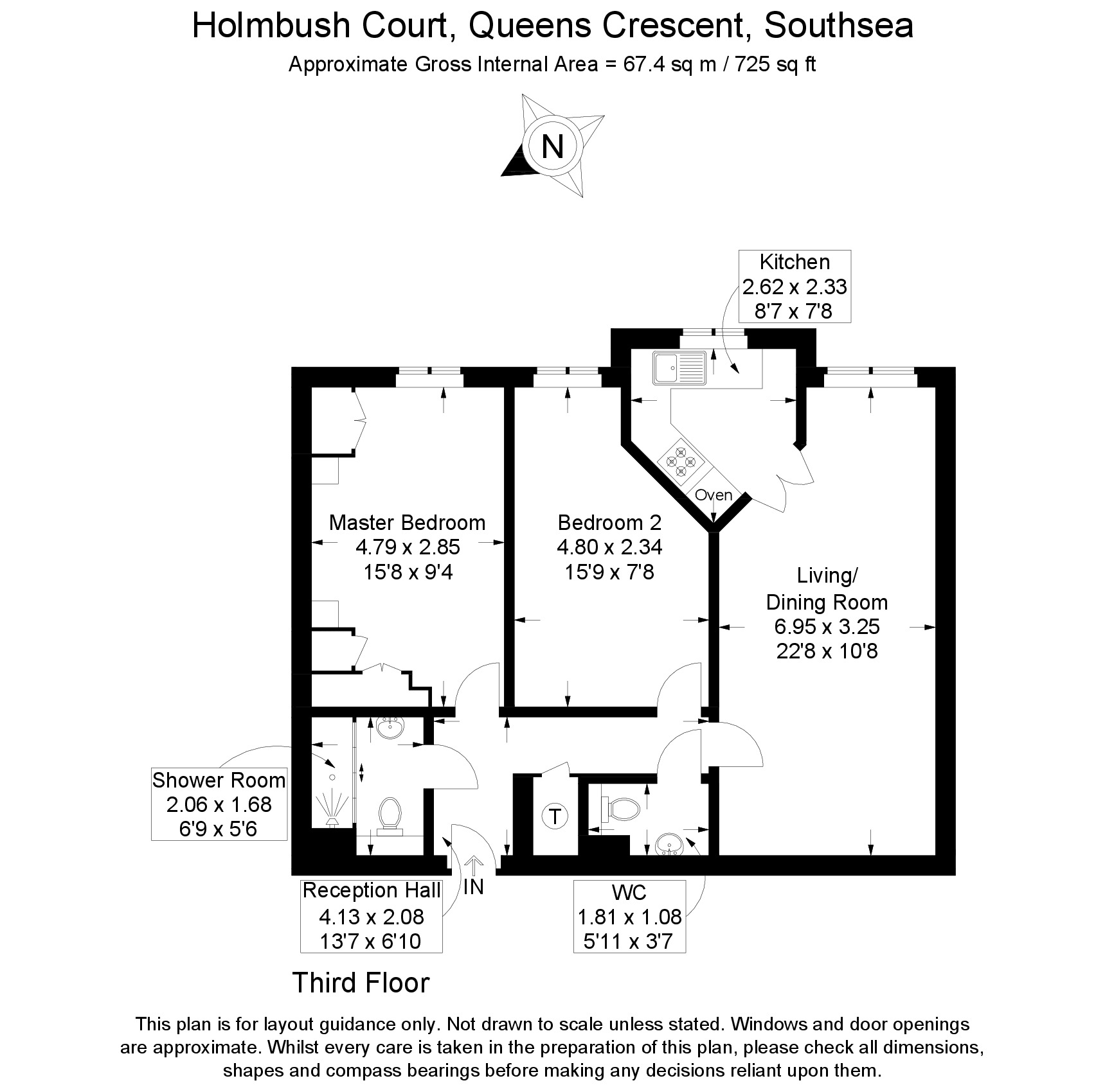 Floorplan of 2 bedroom  Flat for sale, Queens Crescent, Southsea, Hampshire, PO5