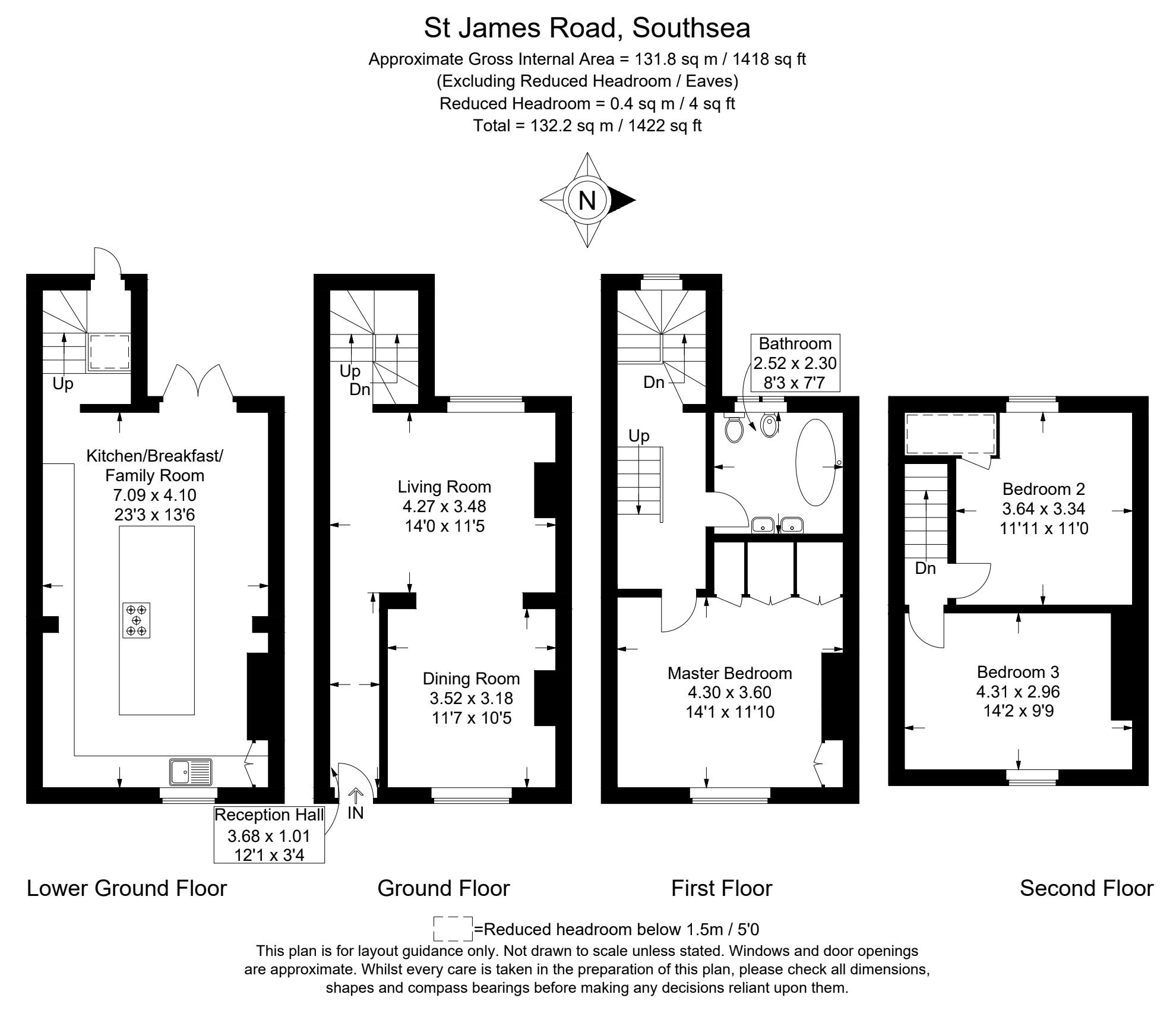 Floorplan of 3 bedroom Mid Terrace House for sale, St. James's Road, Southsea, Portsmouth, PO5