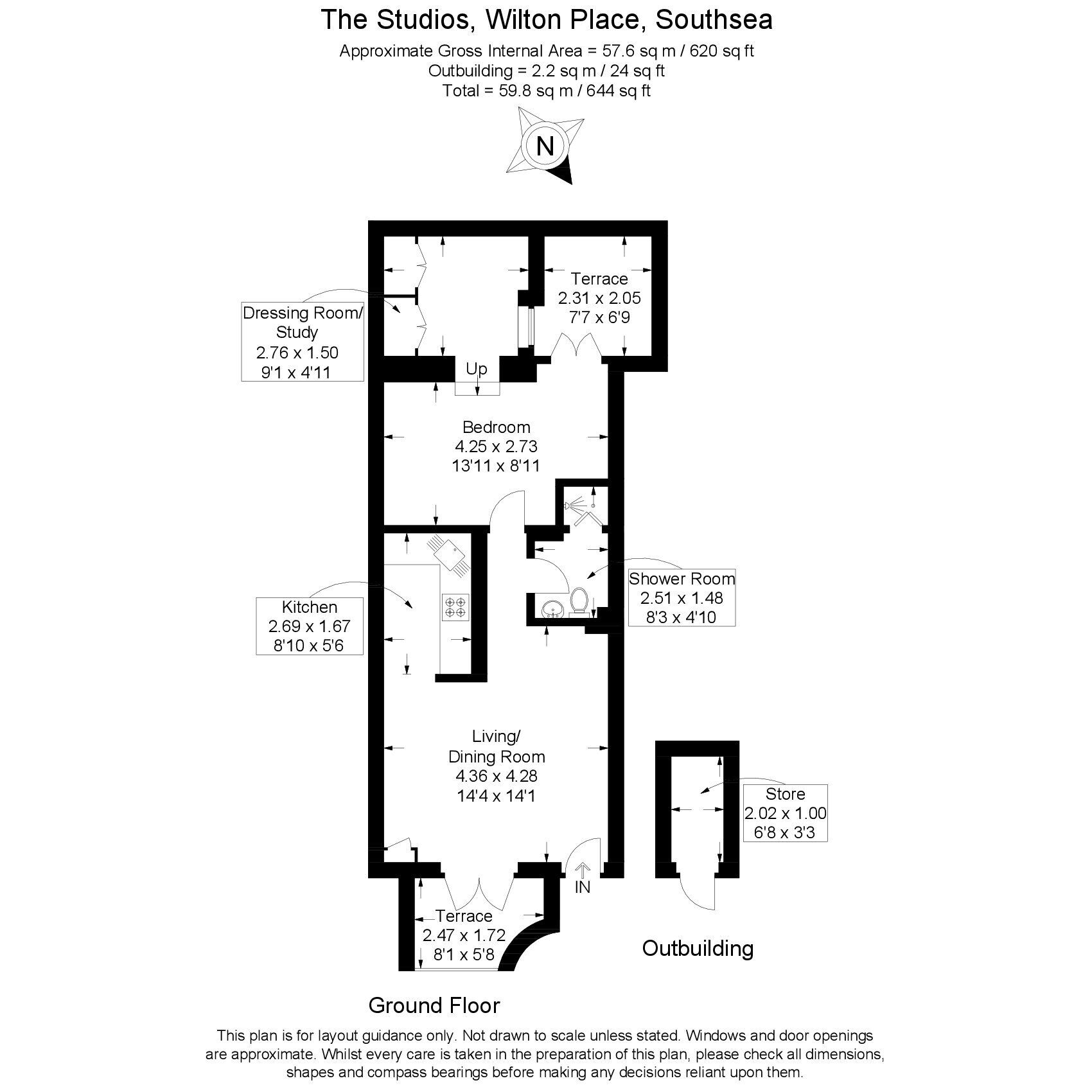 Floorplan of 1 bedroom  Flat to rent, Wilton Place, Southsea, Hampshire, PO5