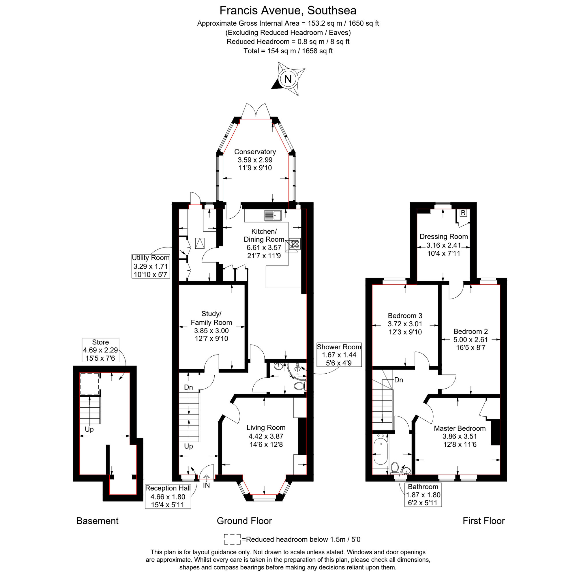 Floorplan of 4 bedroom Mid Terrace House for sale, Francis Avenue, Southsea, Hampshire, PO4