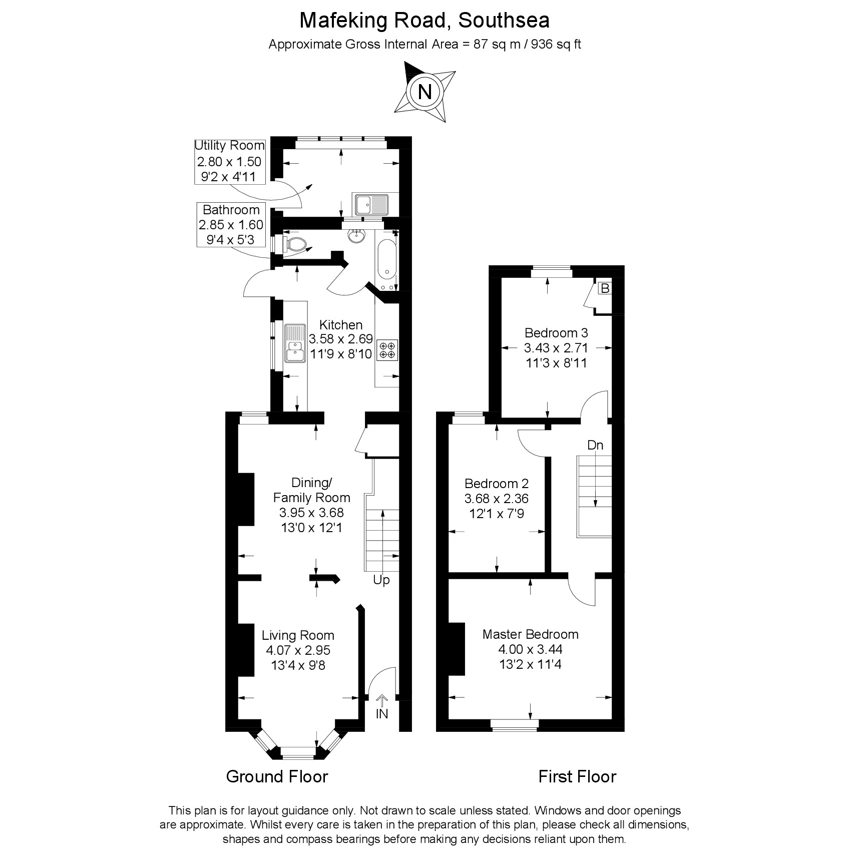 Floorplan of 3 bedroom Mid Terrace House for sale, Mafeking Road, Southsea, Hampshire, PO4
